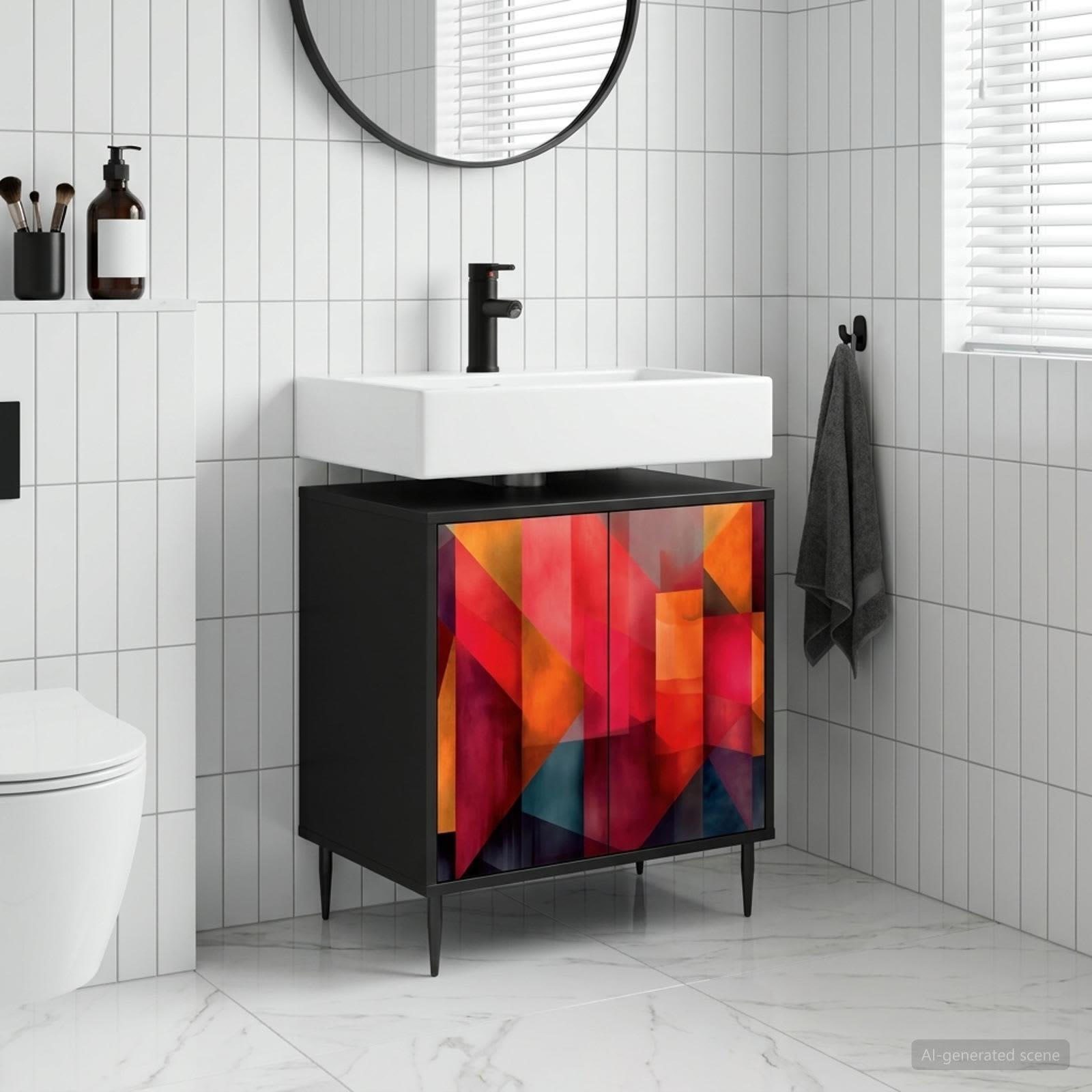 Vannitoa kapp HEESCH Must tamm 60 x 40 x 61 cm Tehispuit