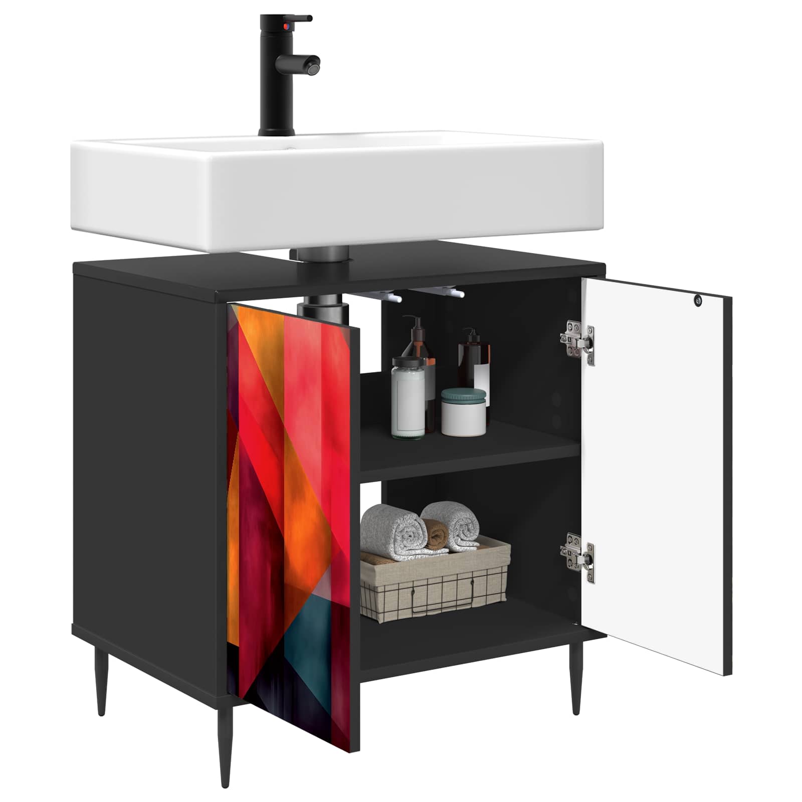 Vannitoa kapp HEESCH Must tamm 60 x 40 x 61 cm Tehispuit