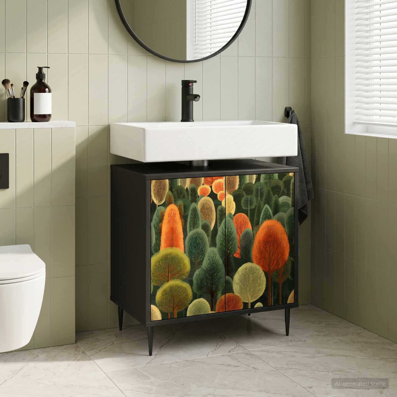 Vannitoa kapp ZAANDAM Must tamm 60 x 40 x 61 cm Tehispuit