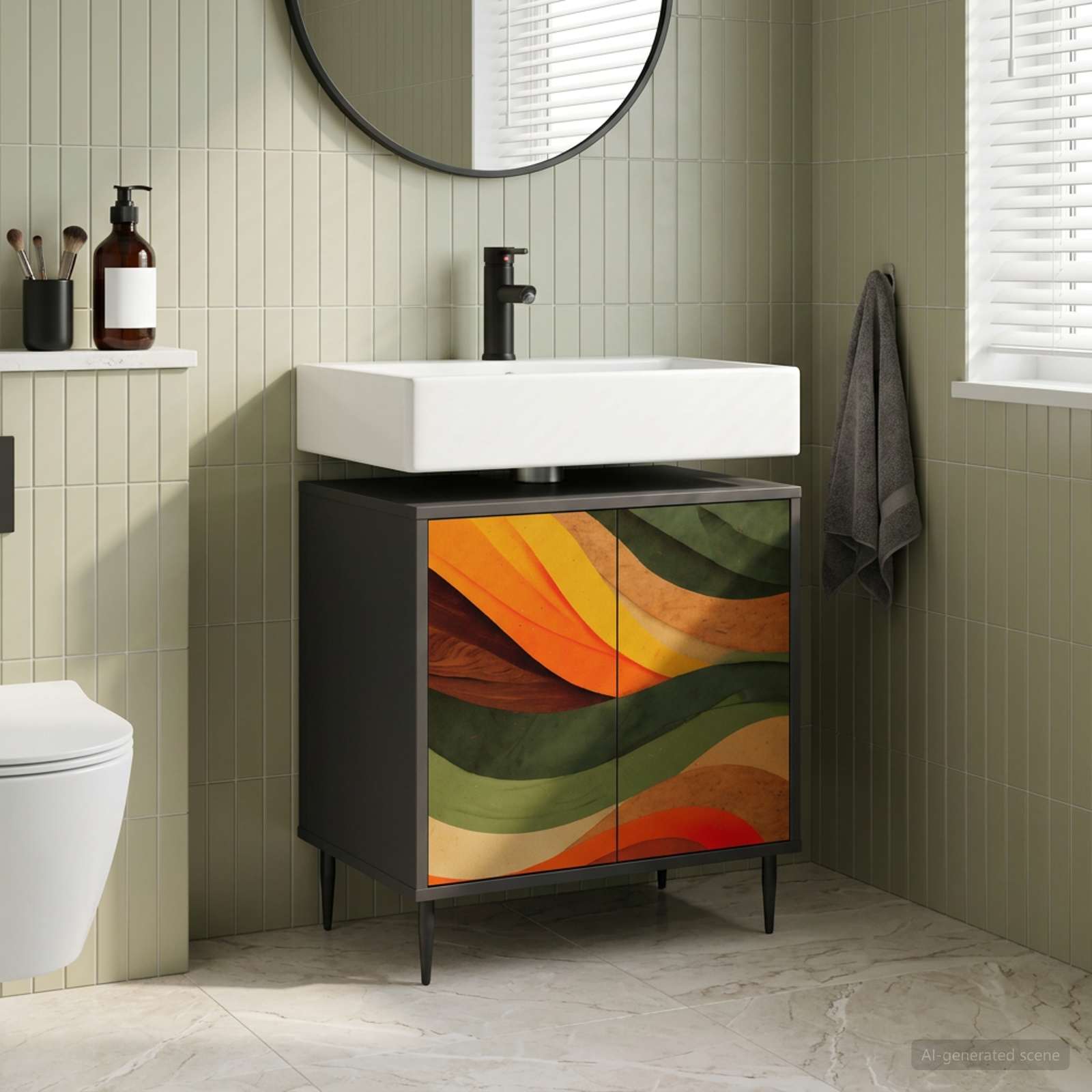 Vannitoa kapp BONN Must tamm 60 x 40 x 61 cm Tehispuit