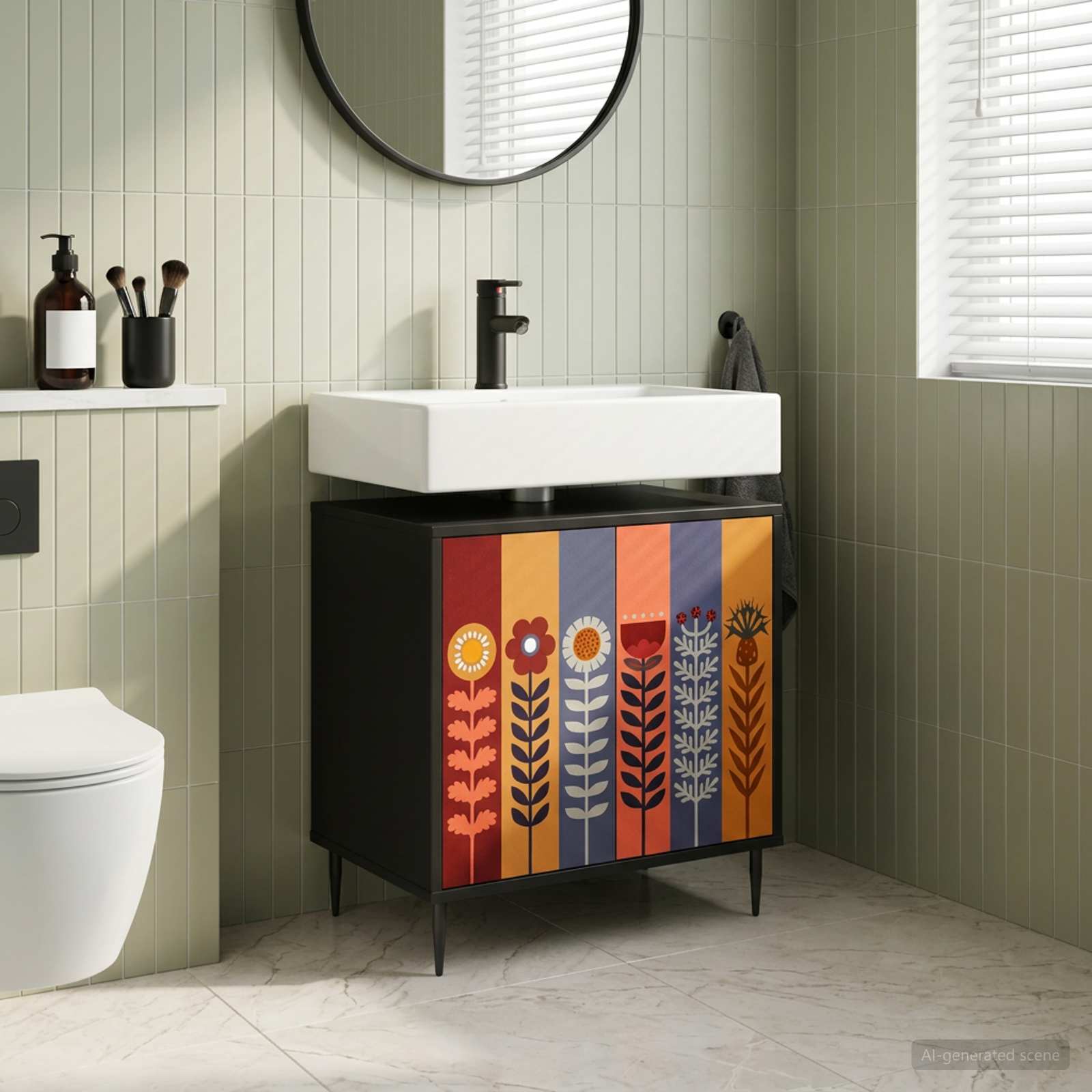 Vannitoa kapp ESSEN Must tamm 60 x 40 x 61 cm Tehispuit