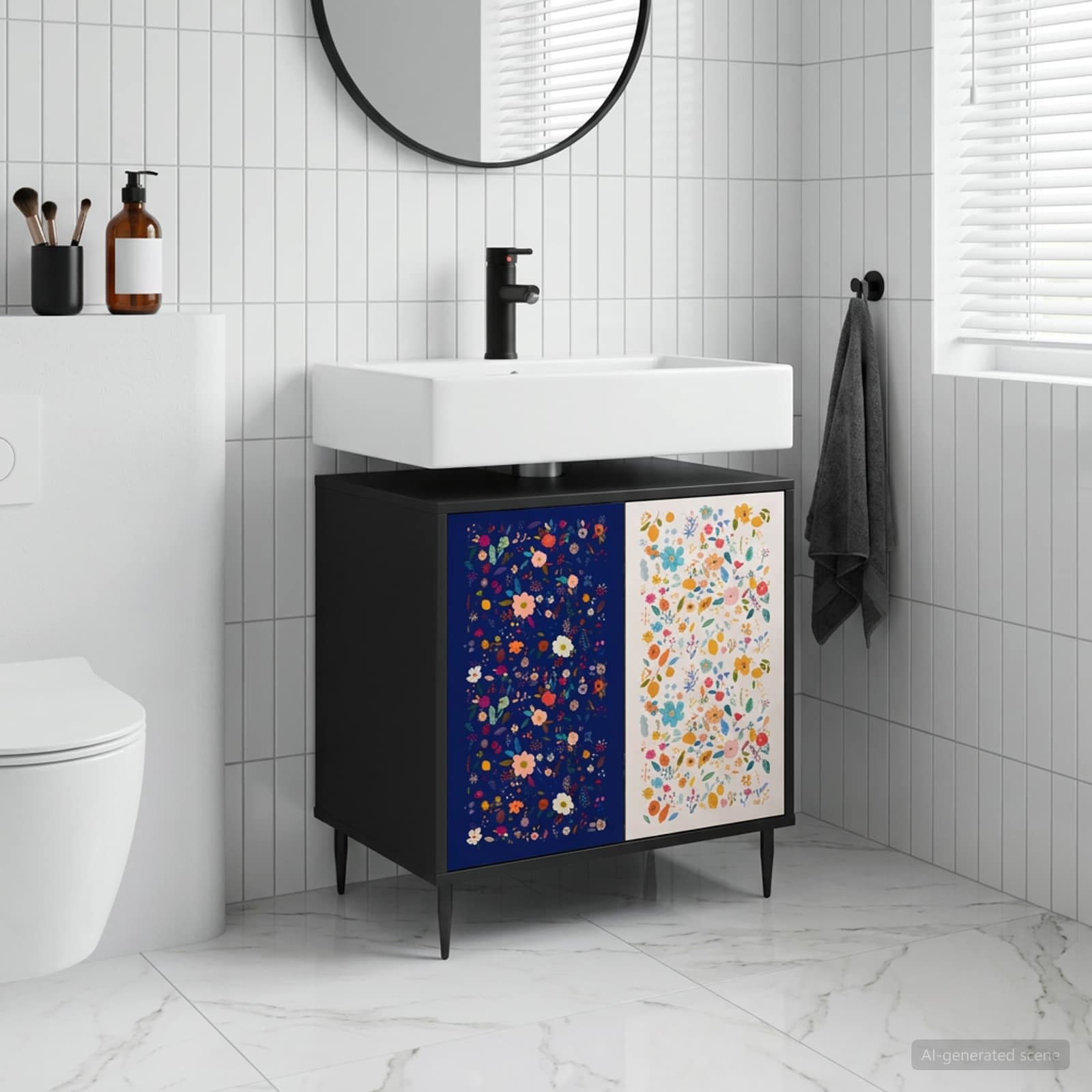 Vannitoa kapp MAINZ Must tamm 60 x 40 x 61 cm Tehispuit