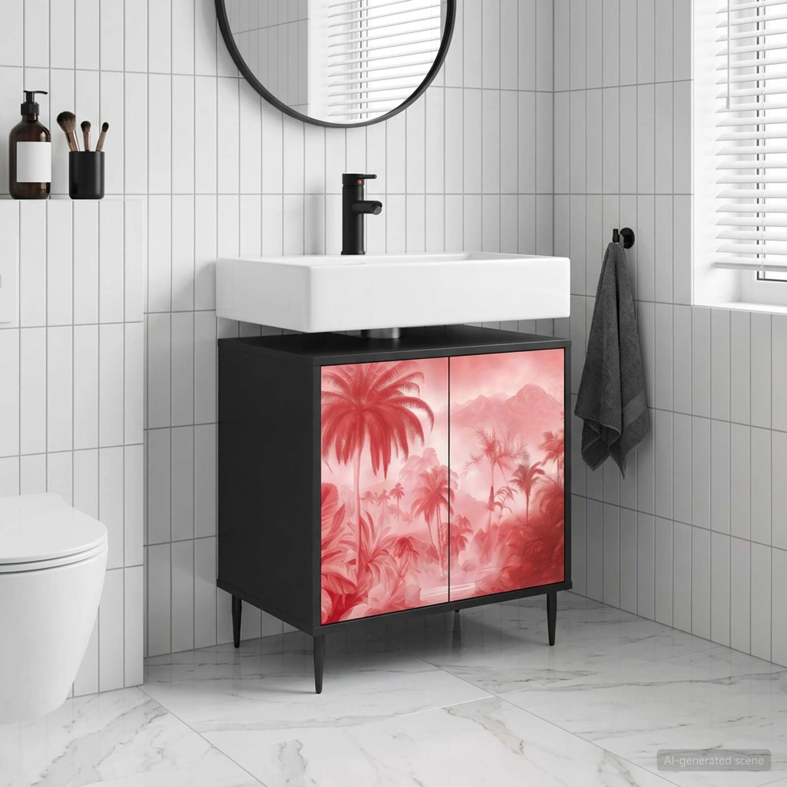 Vannitoa kapp AACHEN Must tamm 60 x 40 x 61 cm Tehispuit
