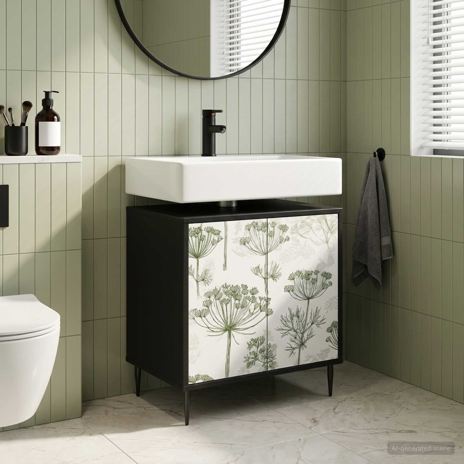 Vannitoa kapp GOTHA Must tamm 60 x 40 x 61 cm Tehispuit