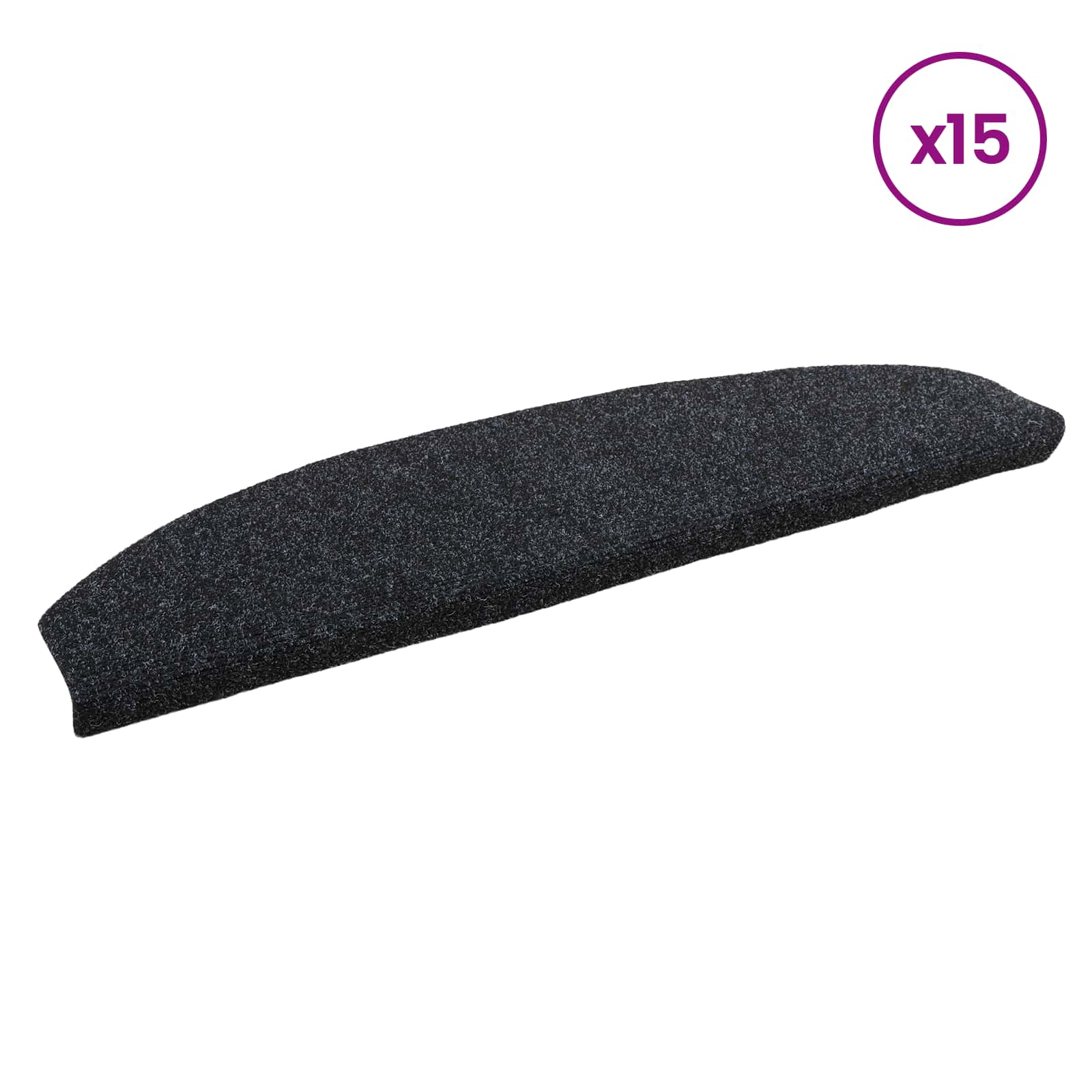 Iseliimuvad treppimatid 15 tk 80 x 24,5 x 3,5 cm Must