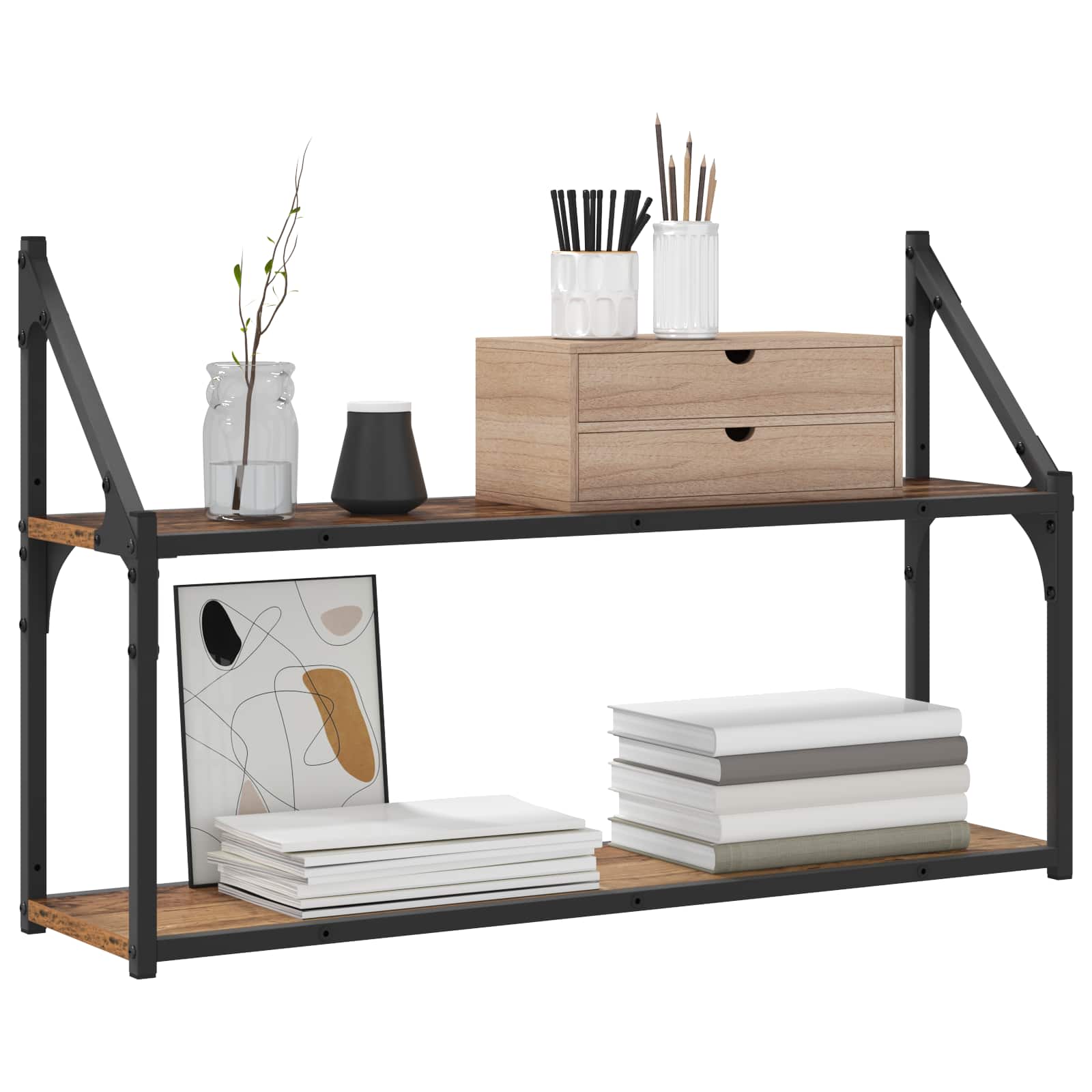 Seinariiul Seinale kinnitav Vana puit 80 x 21 x 51 cm metall PB