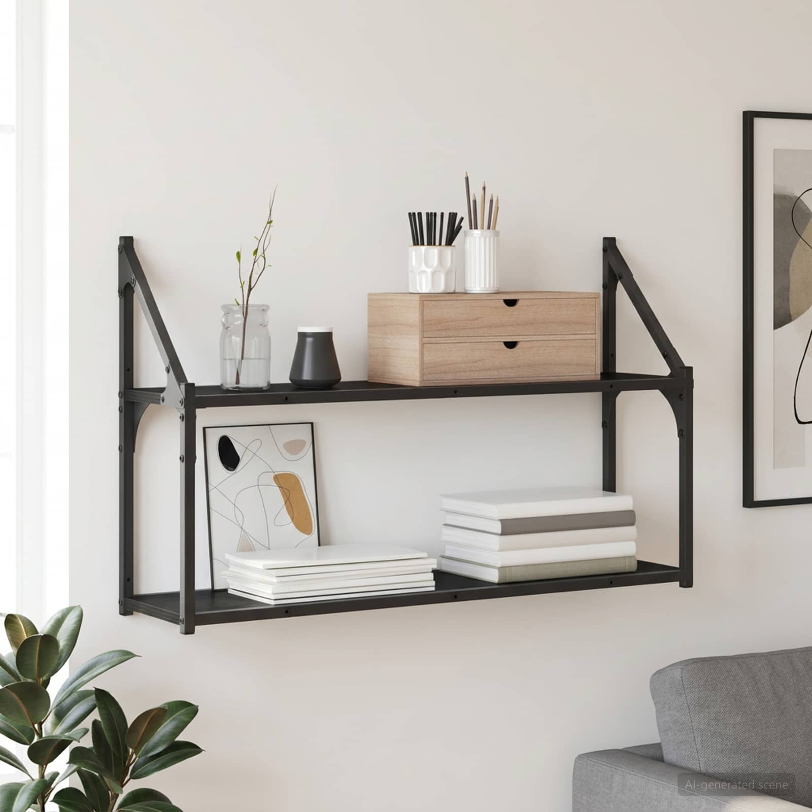 Seinariiul Seinale kinnitav Must tamm 80 x 21 x 51 cm metall PB