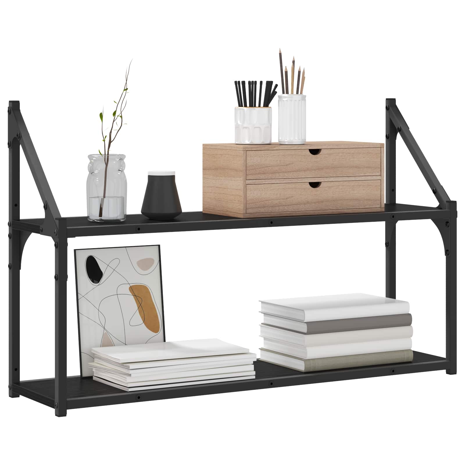 Seinariiul Seinale kinnitav Must tamm 80 x 21 x 51 cm metall PB