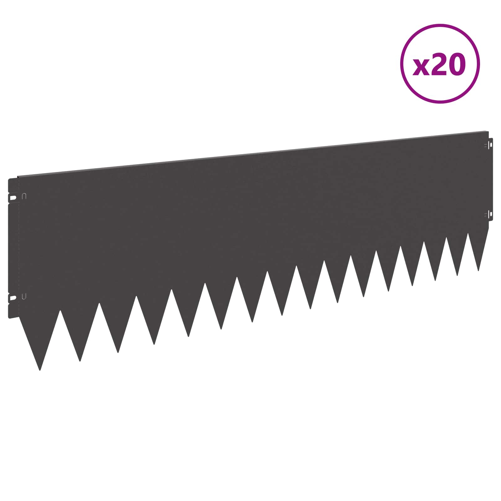 Painutatud ülaservaga muruserv 20 tk 103x30cm Teras Must
