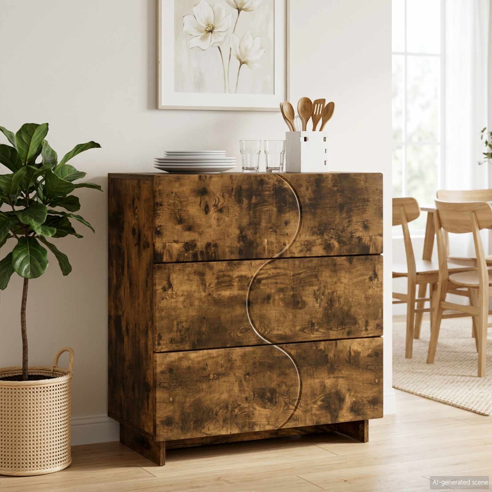 Külgkapp Suitsutatud tamm 70 x 38 x 75 cm Tehispuit