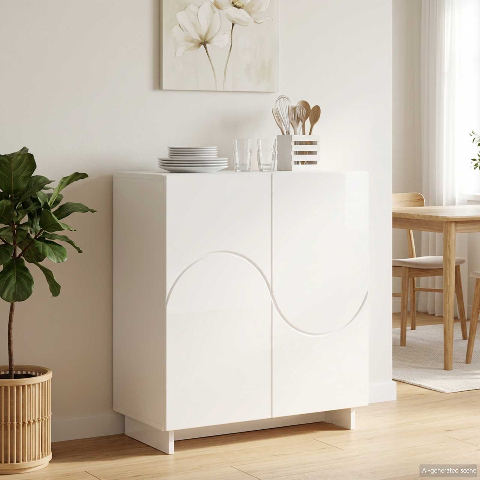 Kummut Kõrgläikega valge 67 x 34,5 x 75 cm Töödeldud puit