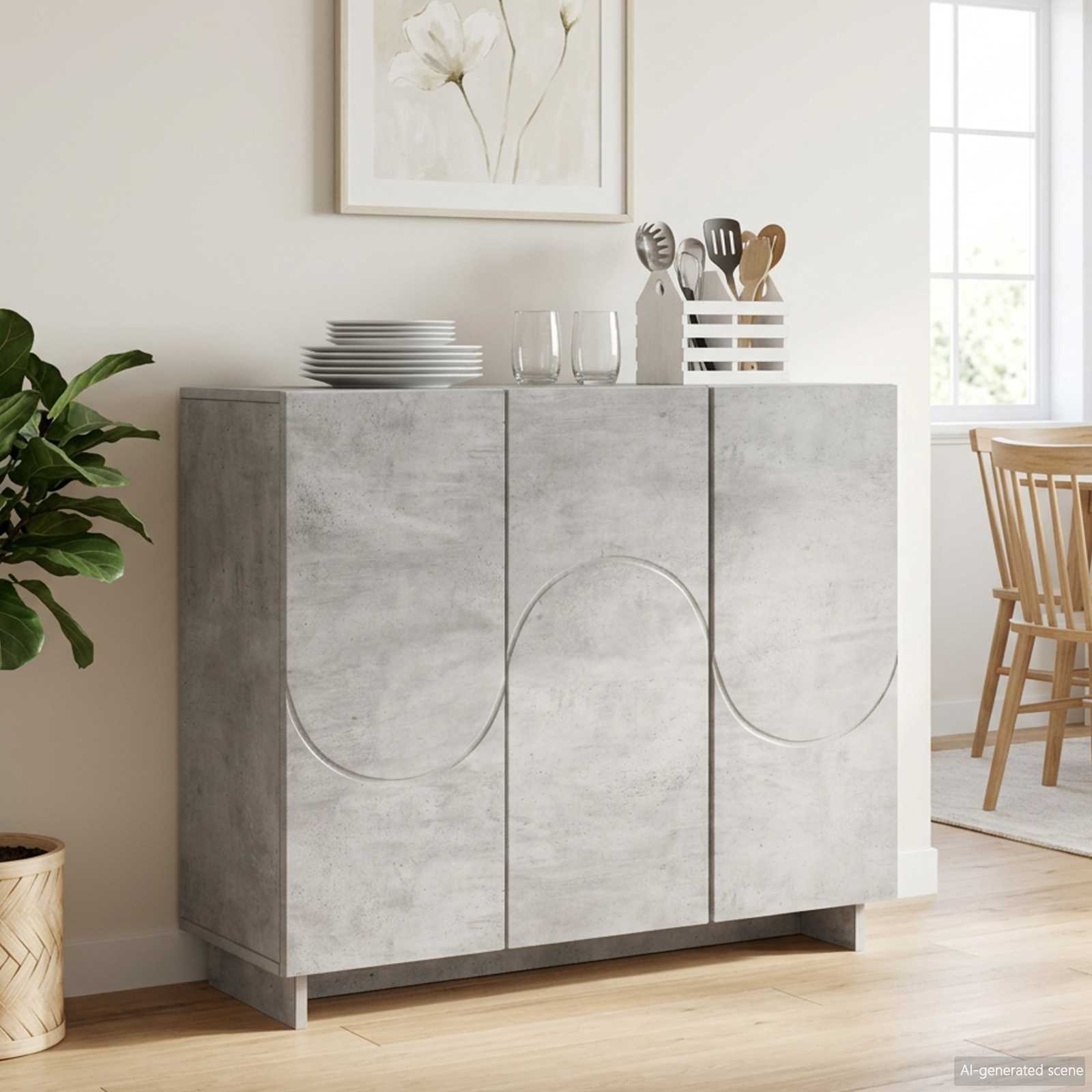 Kummut Betoonhall 85.5 x 31 x 75 cm Tehispuit