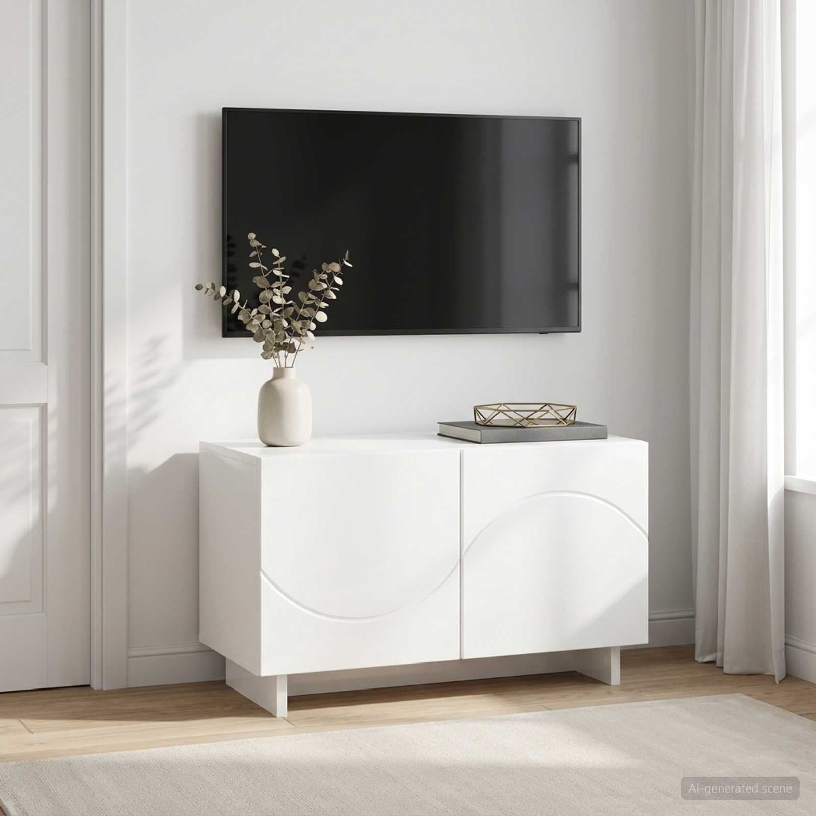 Telerialus 60 x 34.5 x 40 cm Kõrgläikega valge Tehispuit