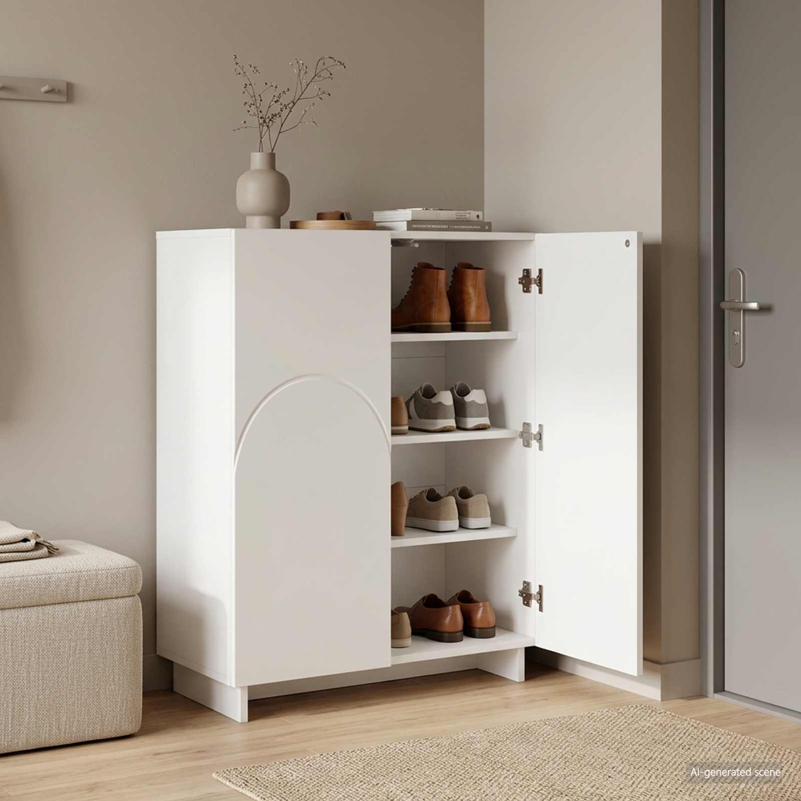 Jalatsikapp 73 x 38 x 87,5 cm Tehispuit Valge