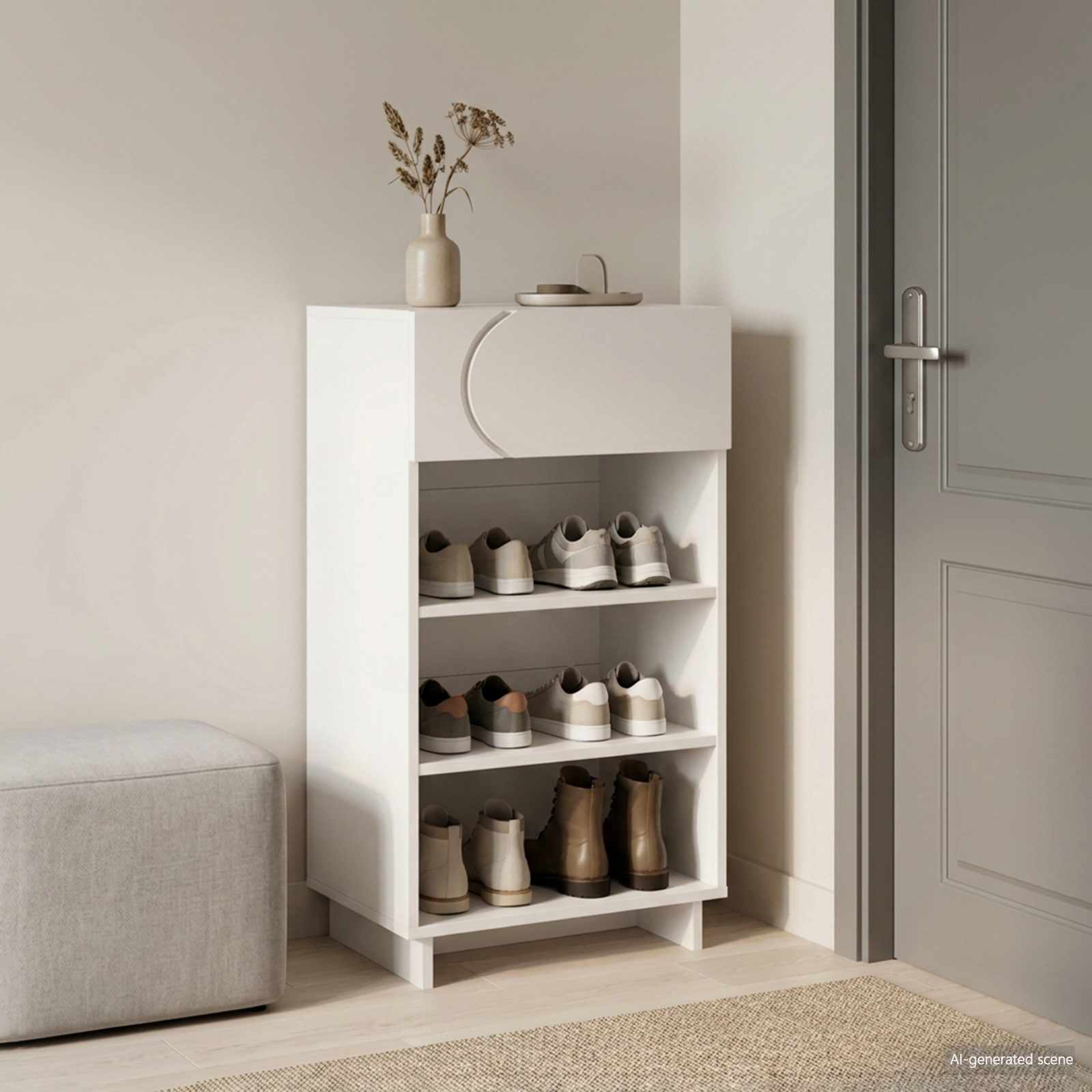 Jalatsikapp 48 x 38 x 87,5 cm Töödeldud puit Valge