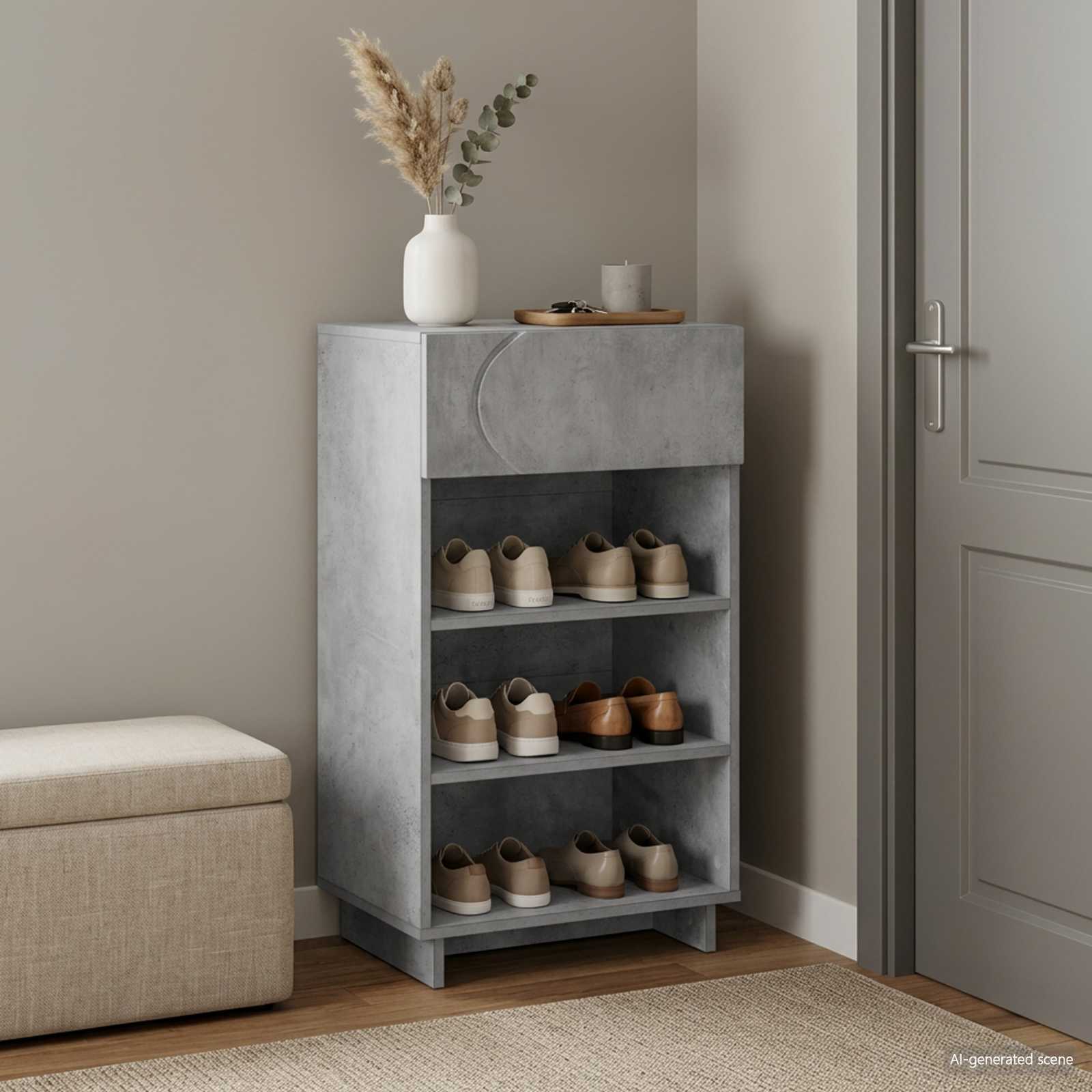Jalatsikapp 48 x 38 x 87,5 cm Töödeldud puit Betoonhall