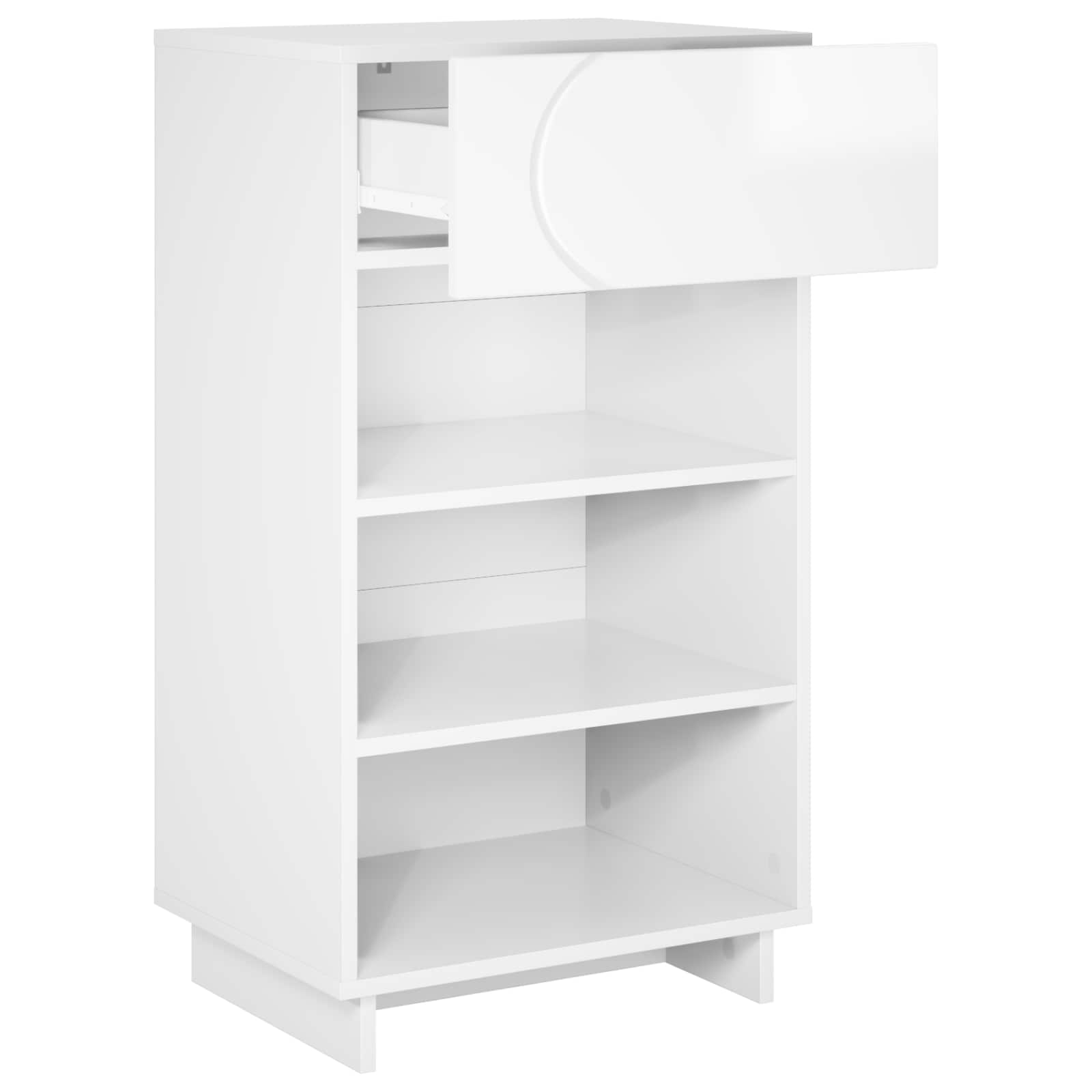 Jalatsikapp 48 x 38 x 87,5 cm Töödeldud puit Kõrgläikega valge