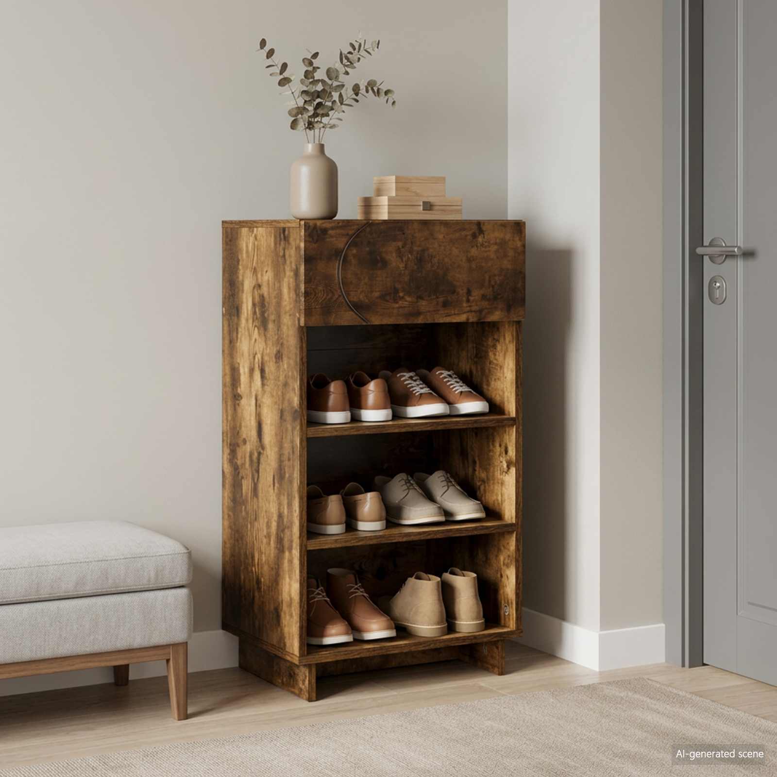 Jalatsikapp 48 x 38 x 87,5 cm Töödeldud puit Suitsutatud tamm