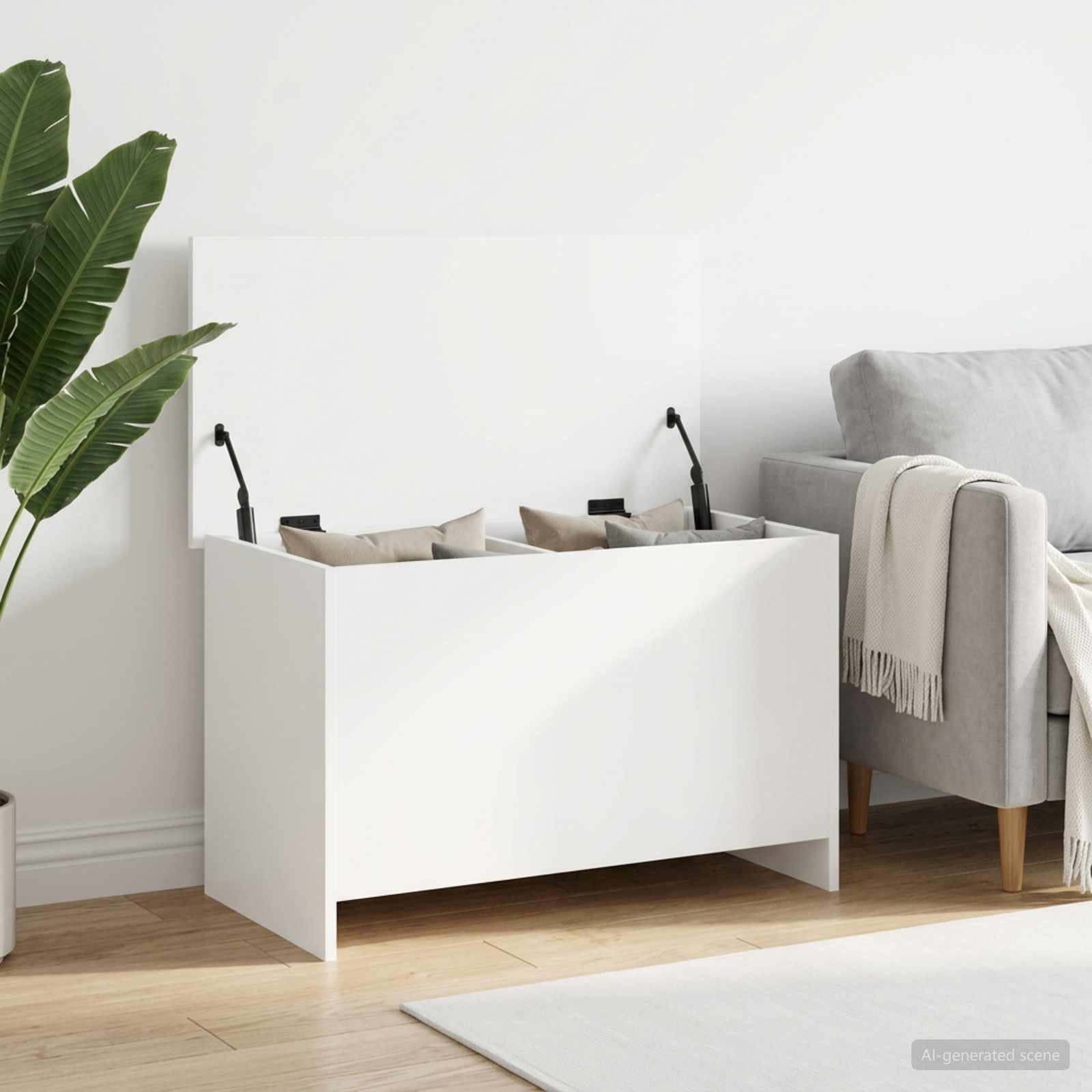 Hoiukarp ladustamisega Valge 80 x 40 x 50 cm Tehispuit