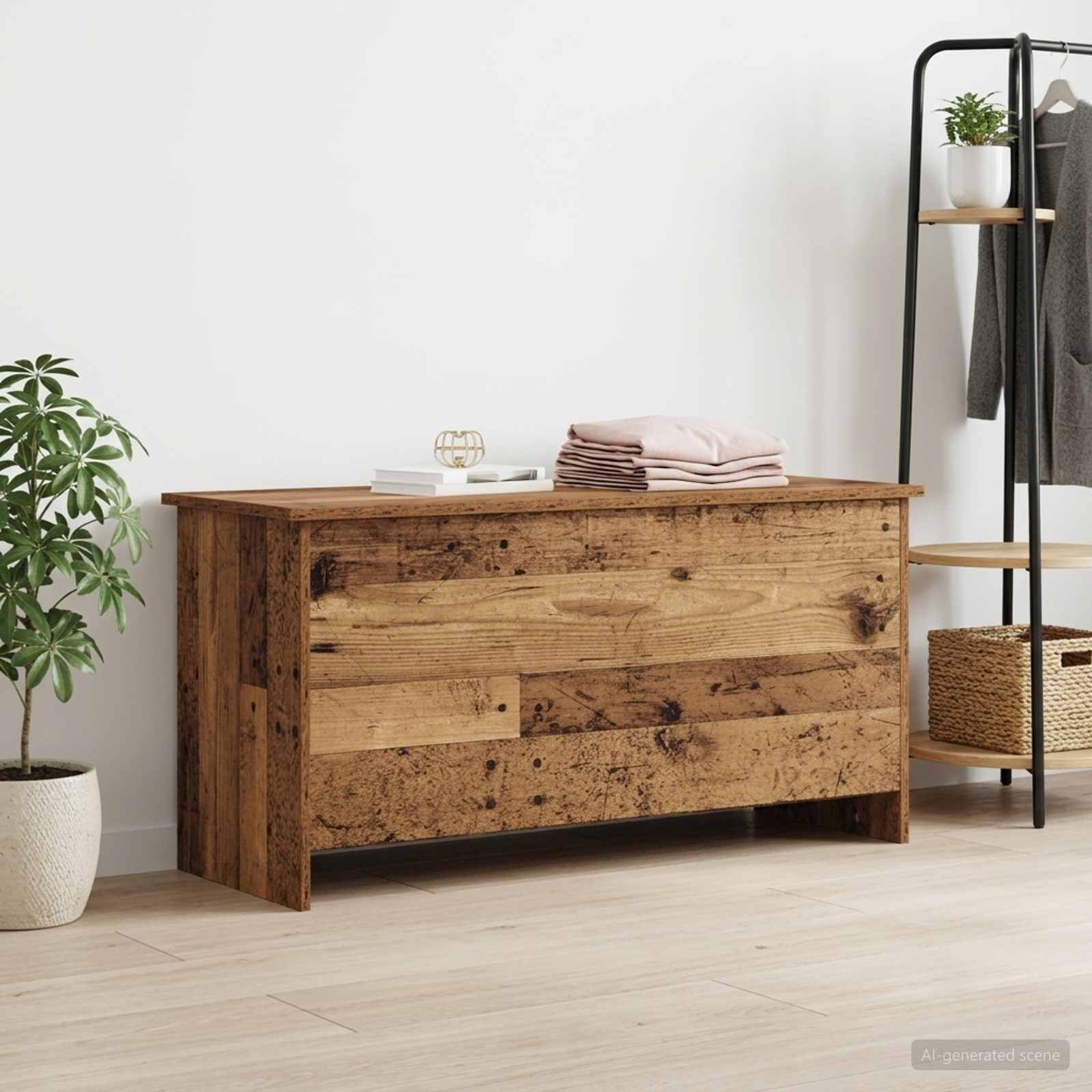 Hoiukarp ladustamisega Vana puit 100 x 40 x 50 cm Tehispuit