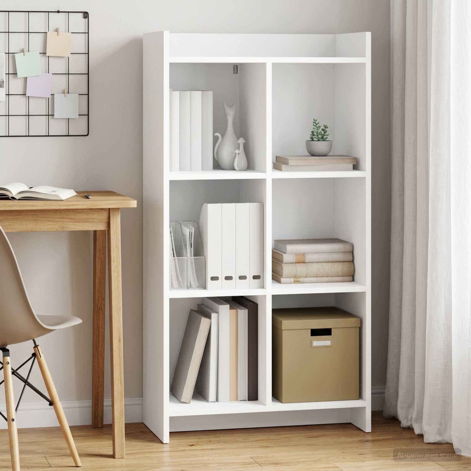 Raamatukapp Valge 59 x 30 x 111 cm Tehispuit