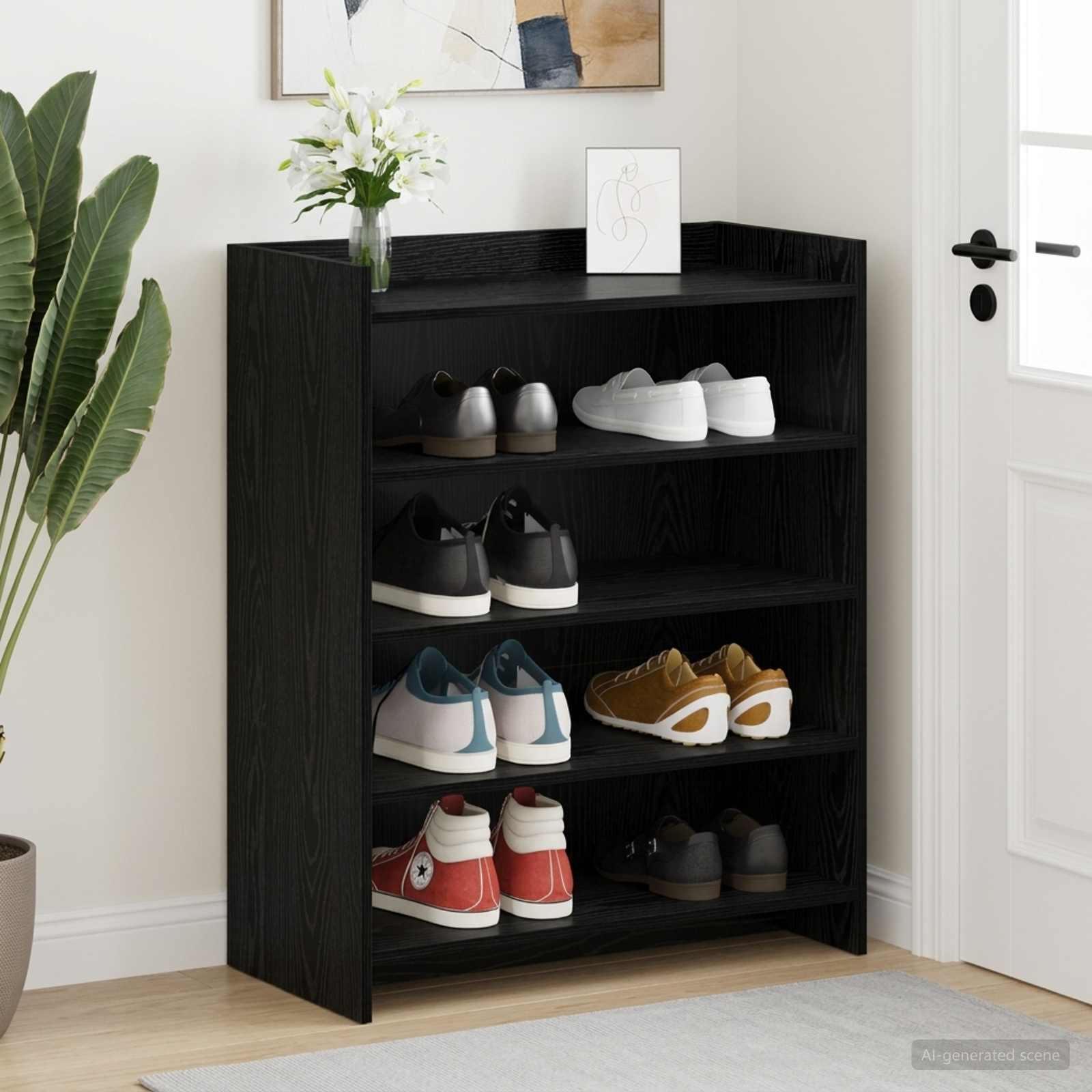 Kinga kapp ladustamisega Must tamm 73,5 x 36 x 92 cm Tehispuit