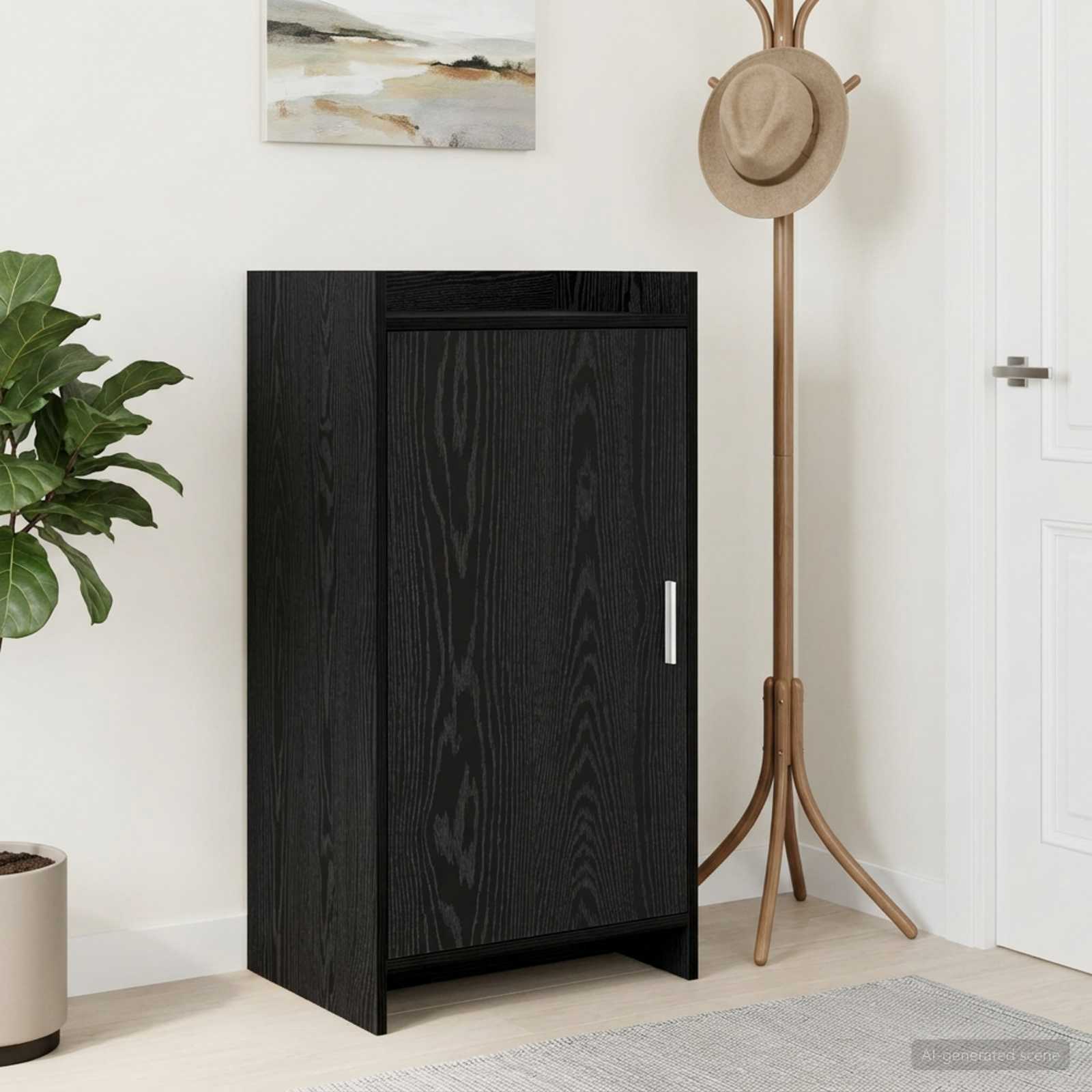Kinga kapp ladustamisega Must tamm 48 x 36 x 92 cm Tehispuit