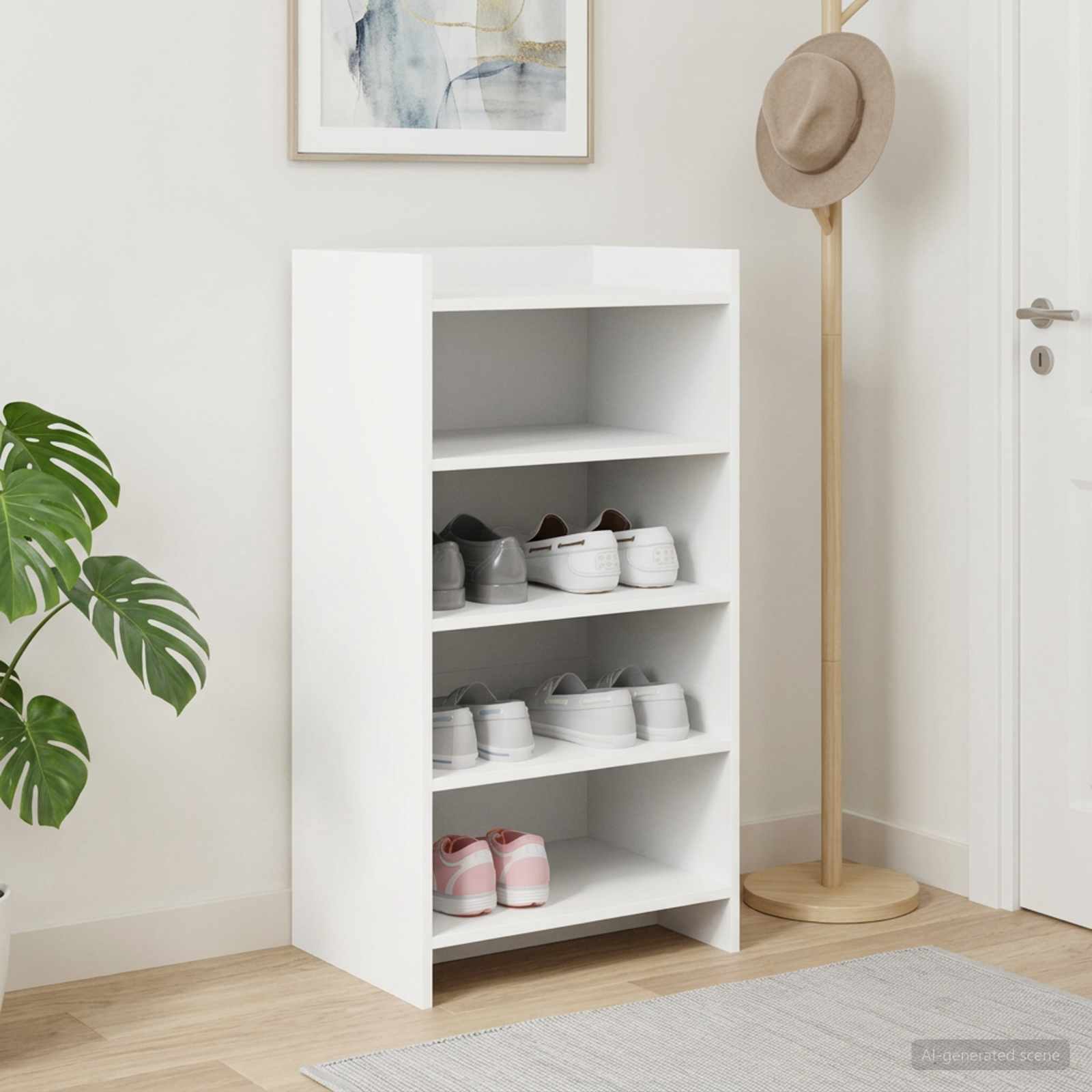 Kinga kapp ladustamisega Valge 48 x 36 x 92 cm Tehispuit