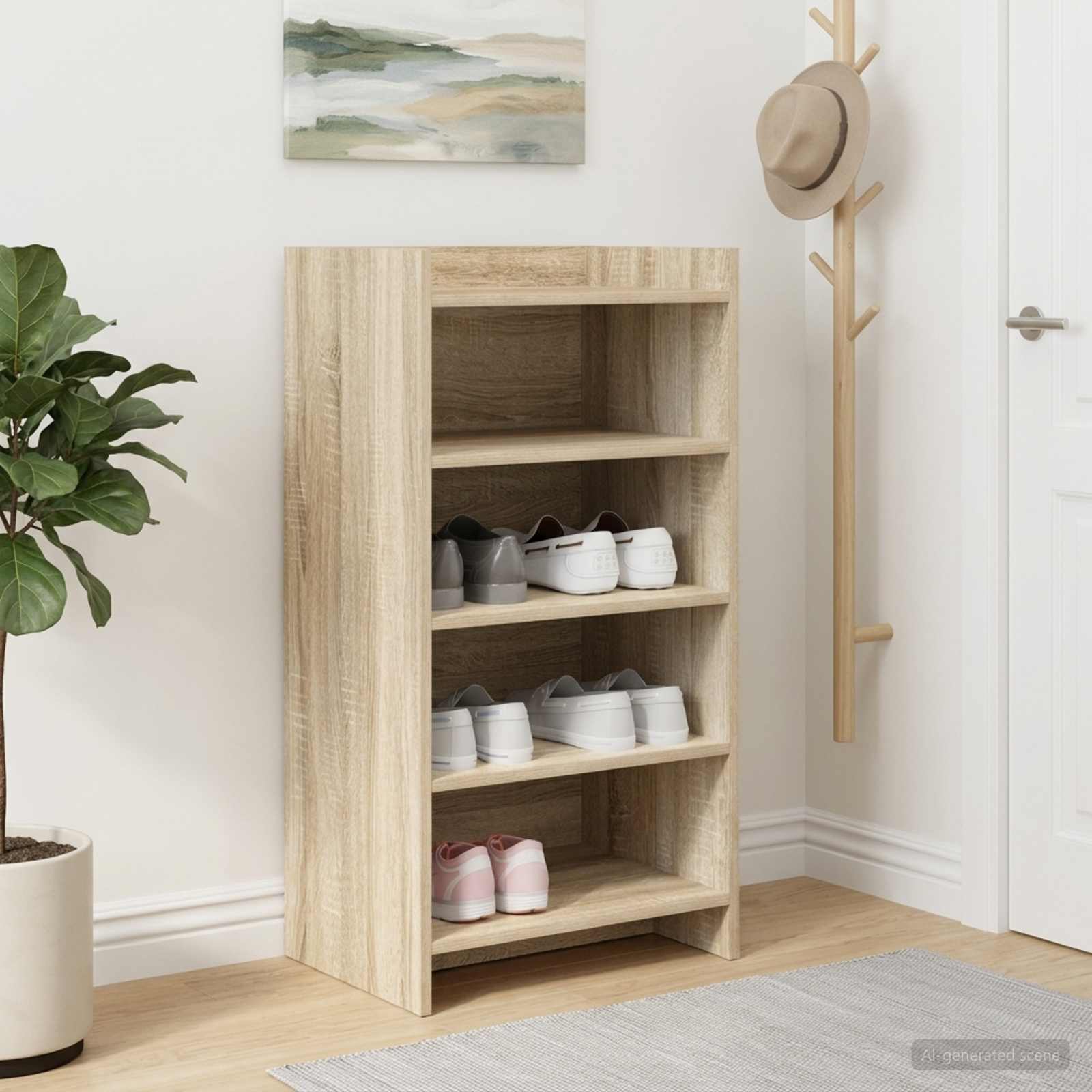 Kinga kapp ladustamisega Sonoma tamm 48 x 36 x 92 cm Tehispuit