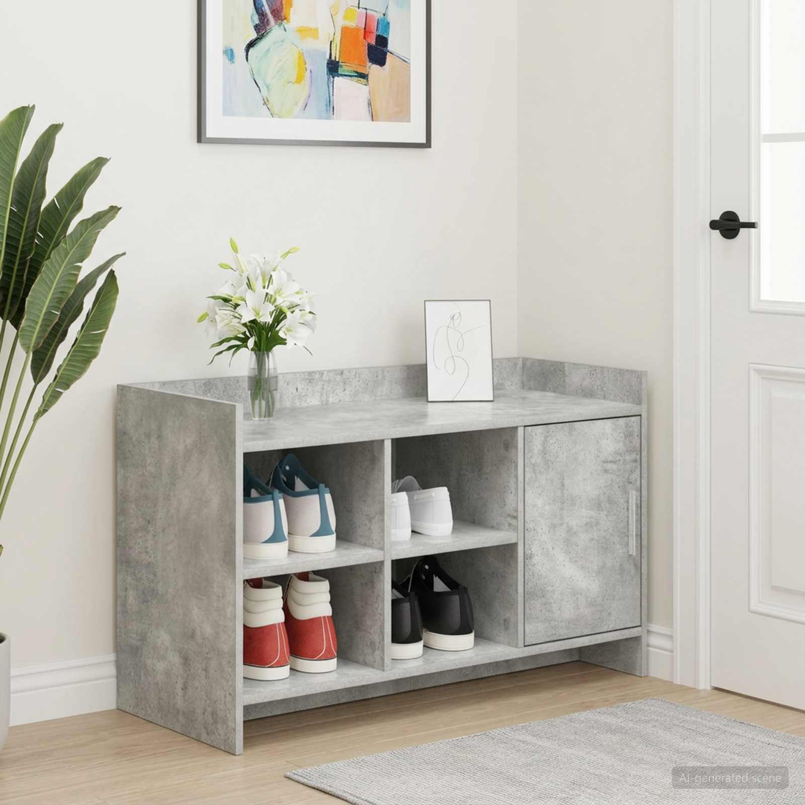 Kinga kapp uksega Betoonhall 100 x 39,5 x 51 cm Tehispuit