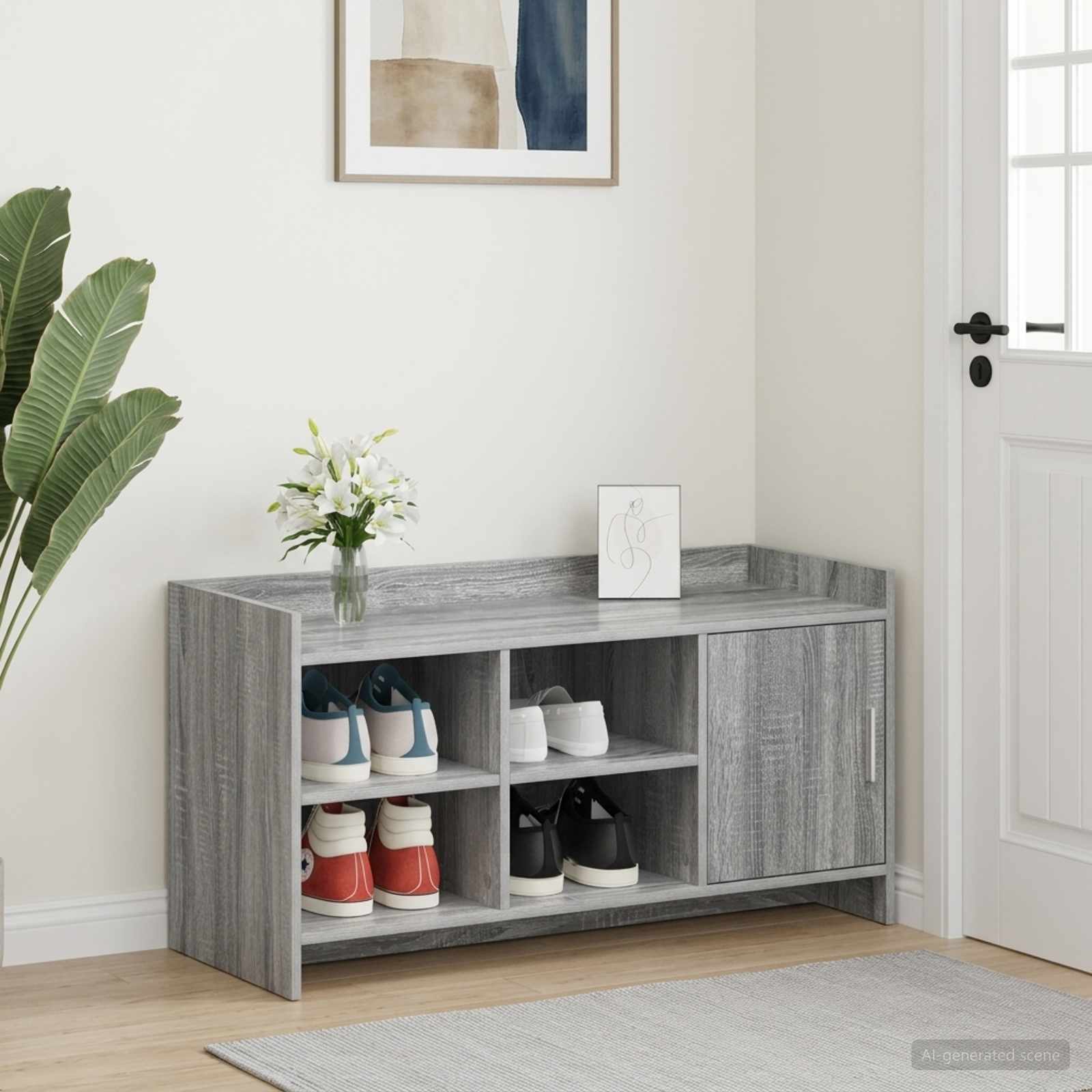 Kinga kapp uksega Hall Sonoma 100 x 39,5 x 51 cm Tehispuit