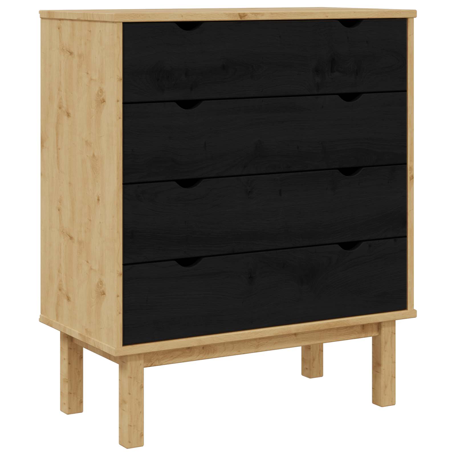 Õhupoli sahtliga OTTA Must 76,5 x 39,5 x 90 cm Toekas männipuit