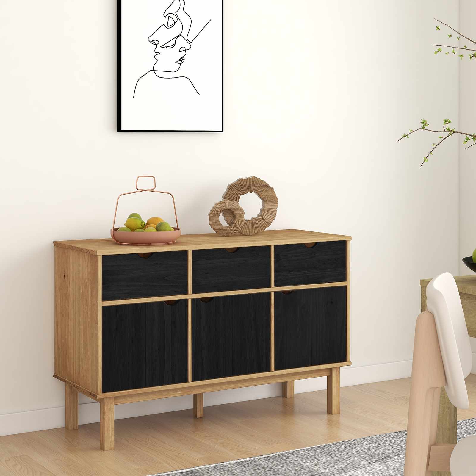 Kummut OTTA Pruun ja must 114 x 43 x 73,5 cm