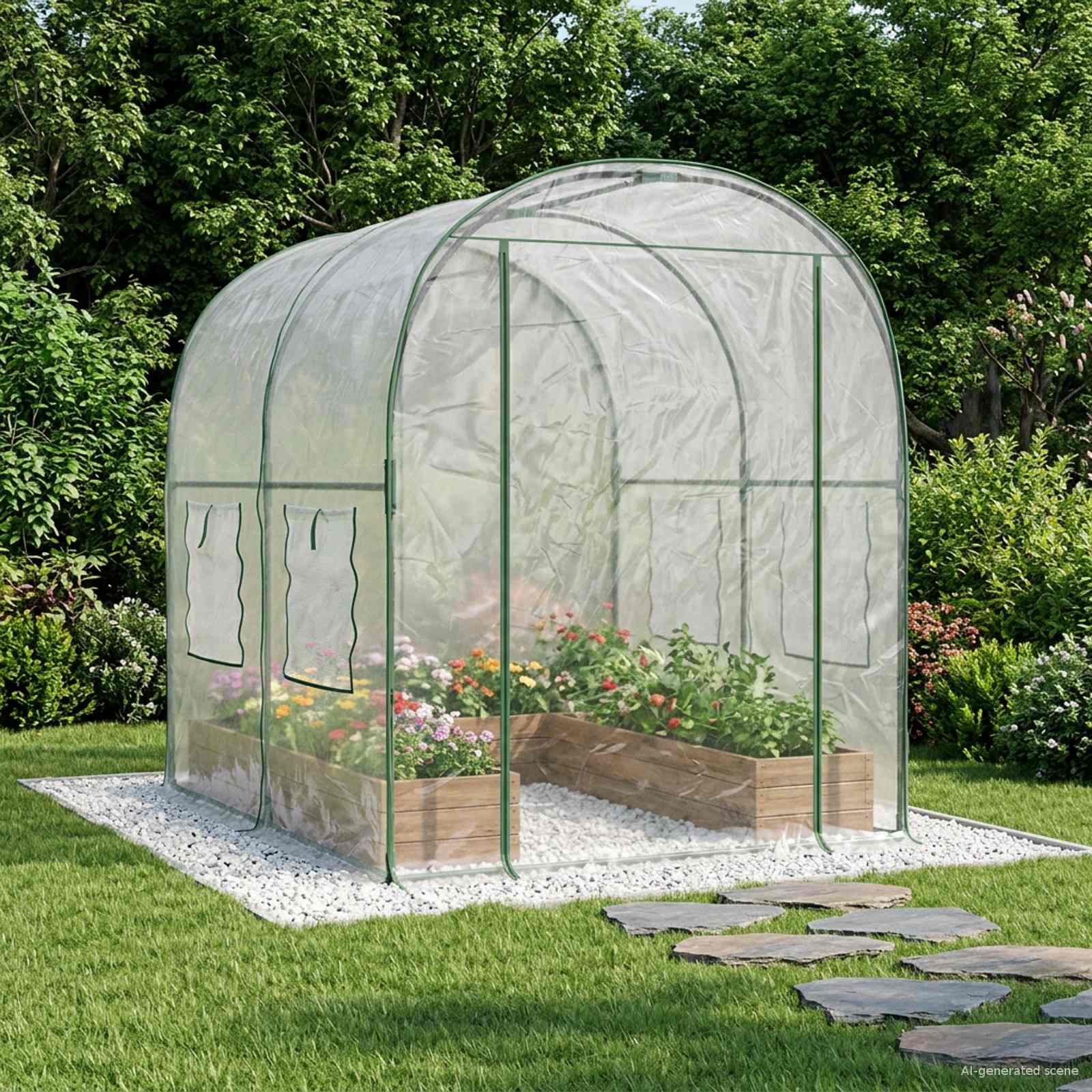 Raamiga kasvuhoone 160 x 200 x 192,5 cm PVC Läbipaistev
