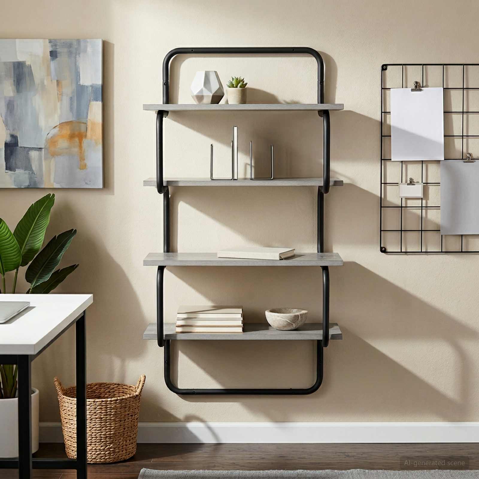 4-tasandiline seina riiul Hall Sonoma 60 x 24,5 x 104 cm
