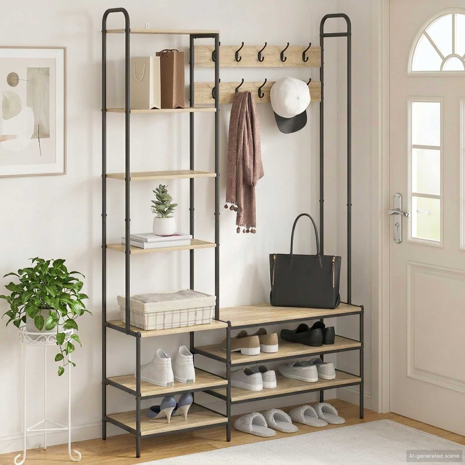 Riidenagi koos kingahoidjaga Sonoma tamm 120,5 x 34 x 190 cm