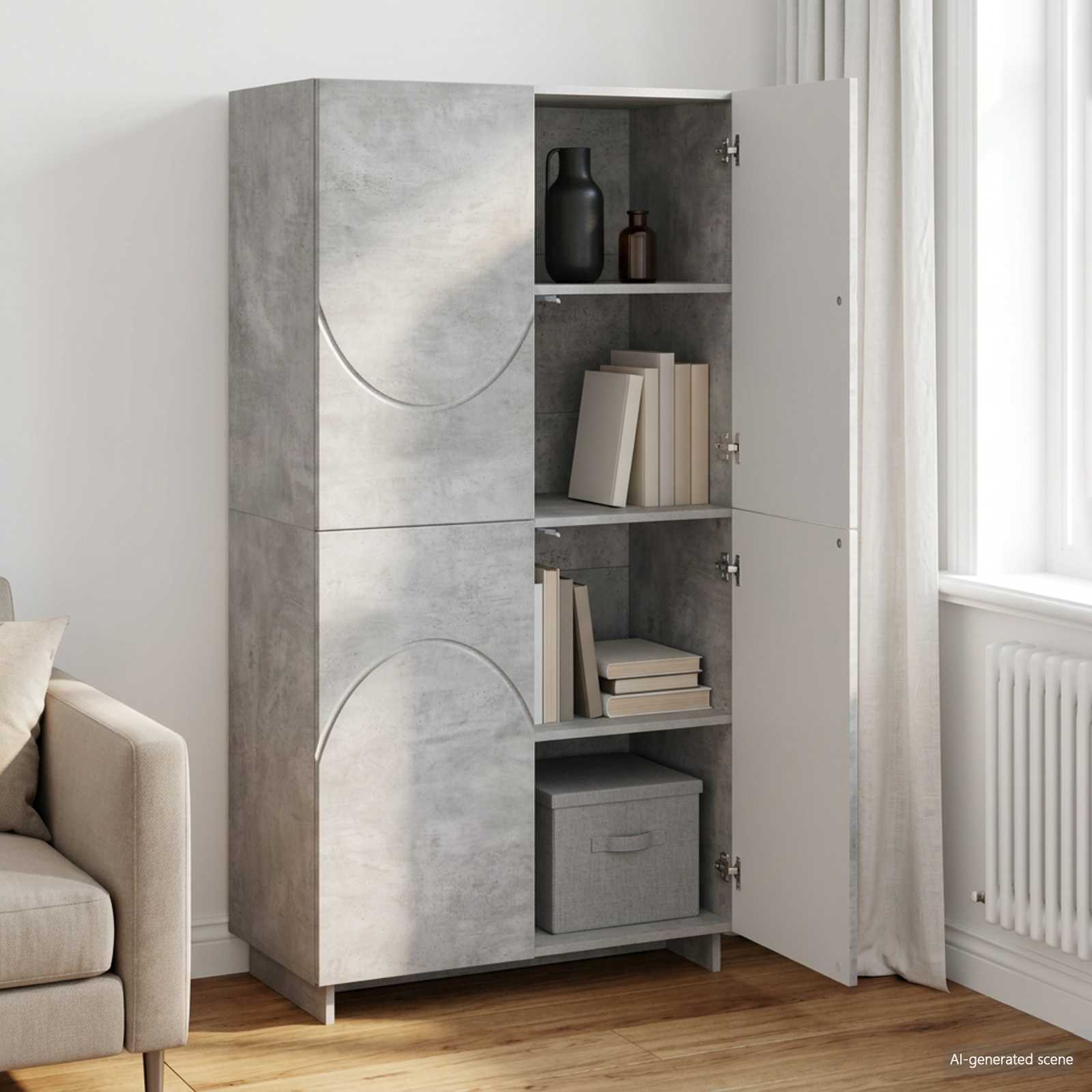 Kõrge kapp Betoonhall 79 x 41 x 151 cm Tehispuit