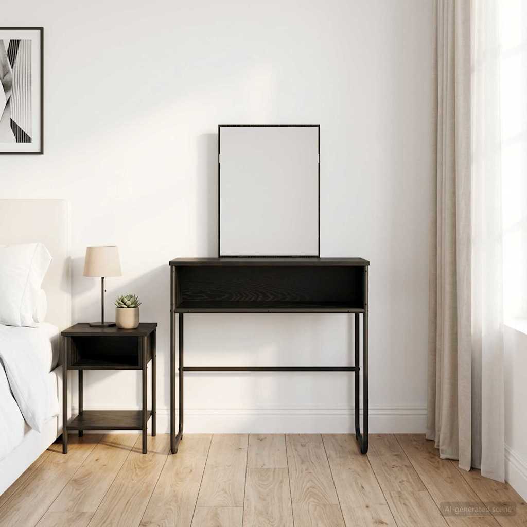 Riietumislaud riiuliga Must tamm 81 x 40 x 131 cm Tehispuit