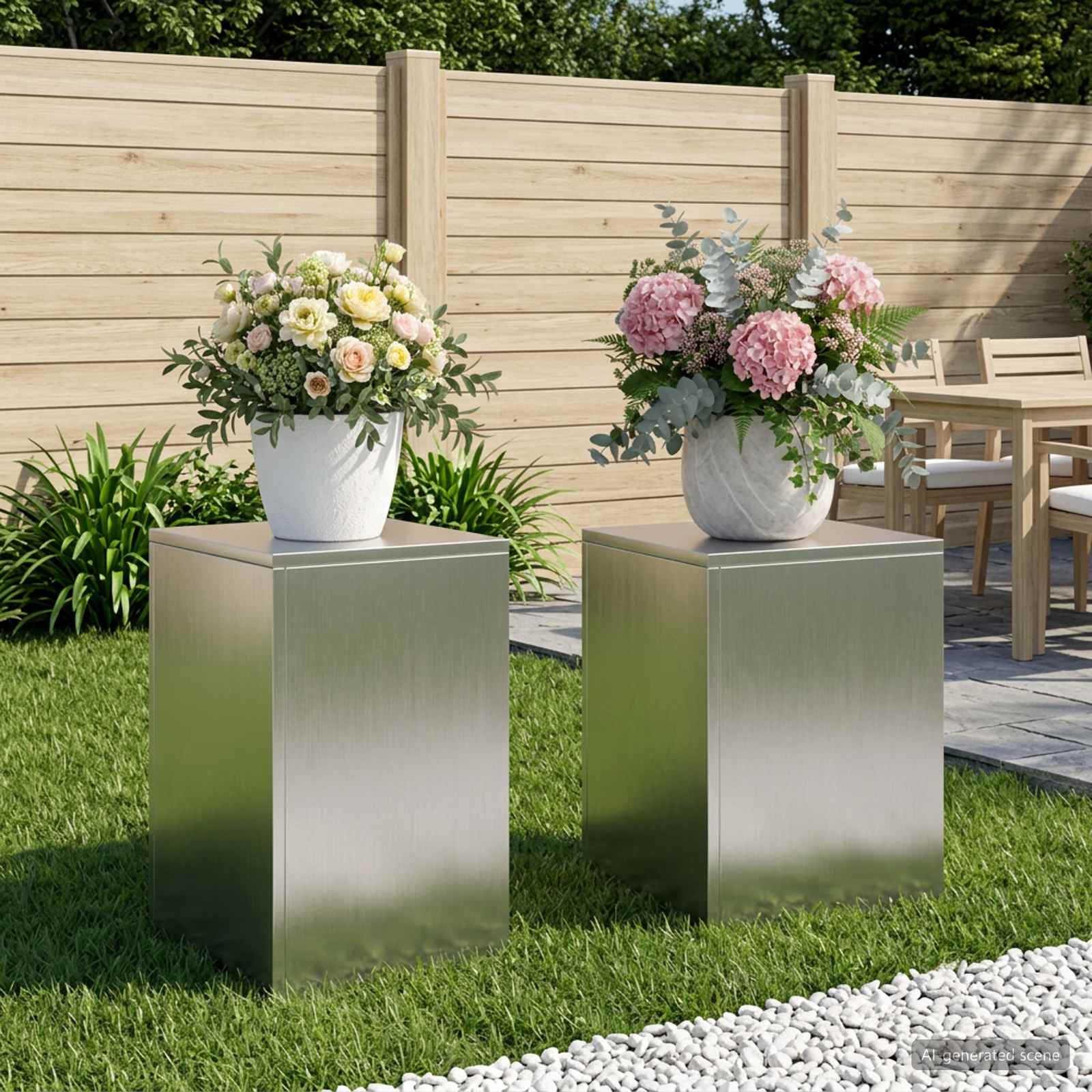 Taimede alus 2 pcs Hõbedane 30 x 30 x 40 cm Teras