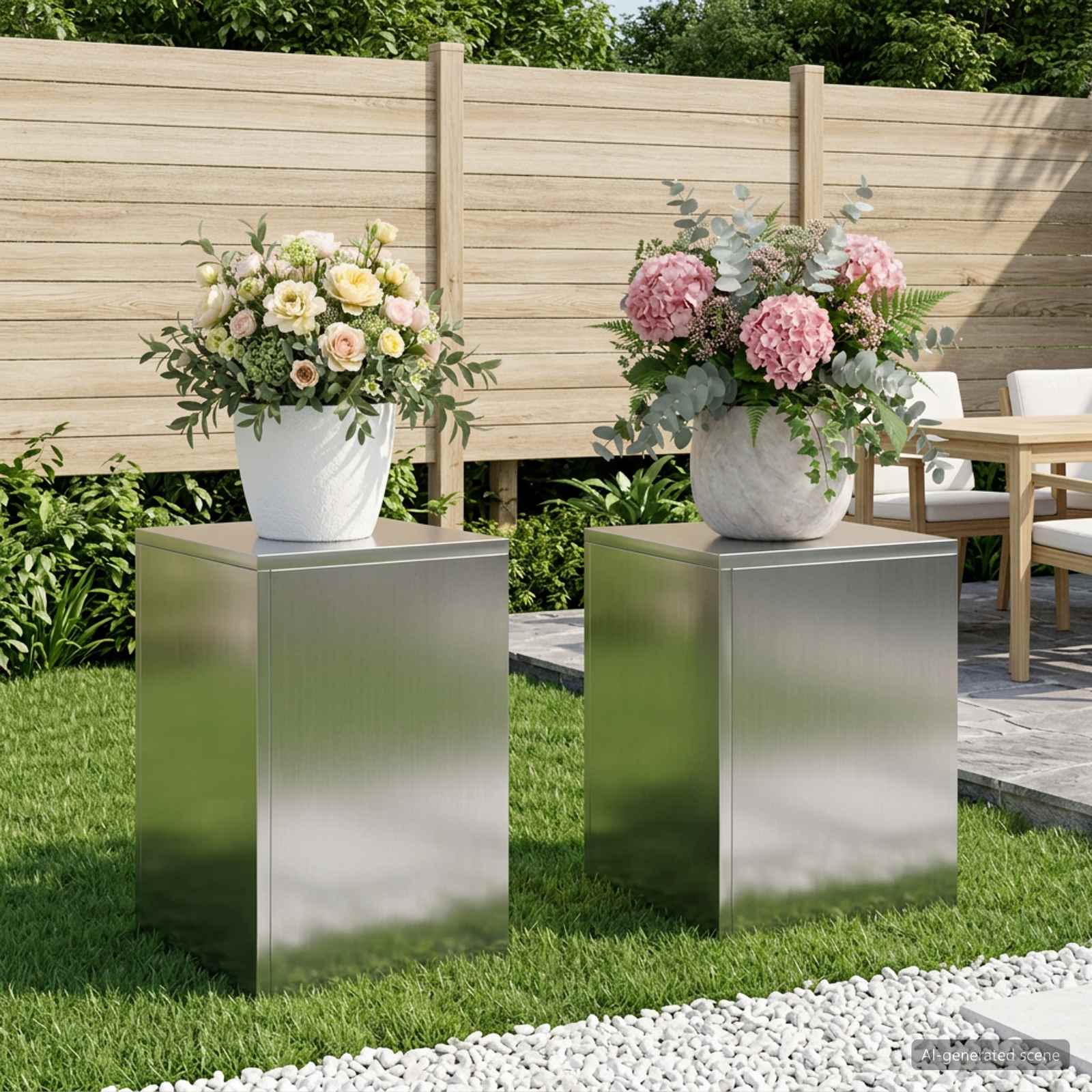 Taimede alus 2 pcs Hõbedane 30 x 30 x 40 cm Roostevaba teras