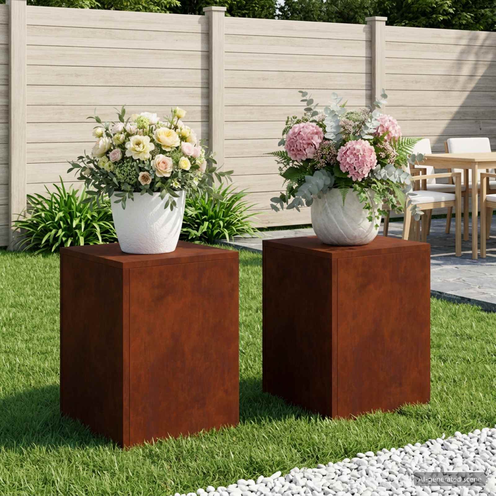 Taimede alus 2 pcs Rooste 30 x 30 x 40 cm Ilmastikukindel teras