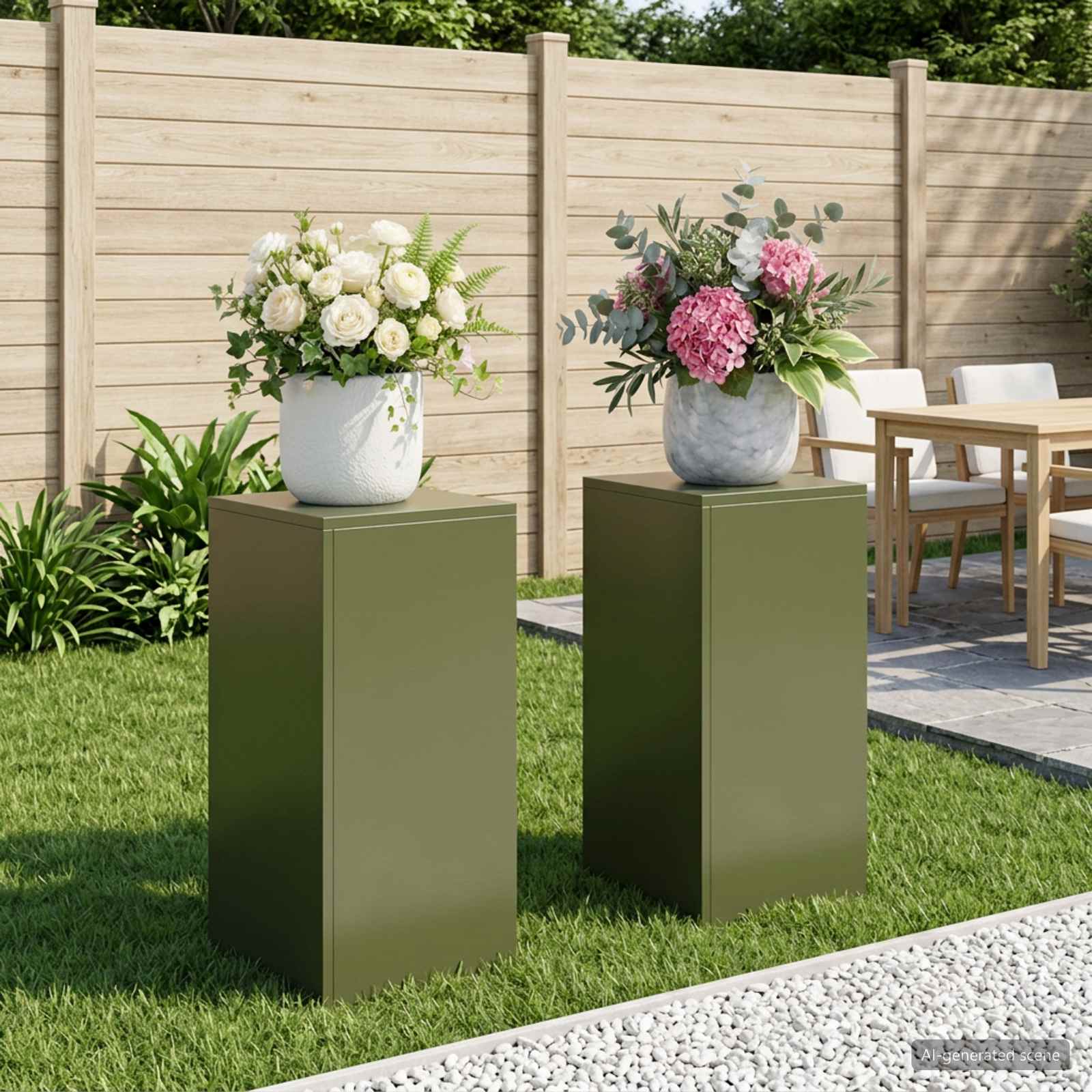 Taimede alus 2 pcs Oliiviroheline 30 x 30 x 60 cm Teras