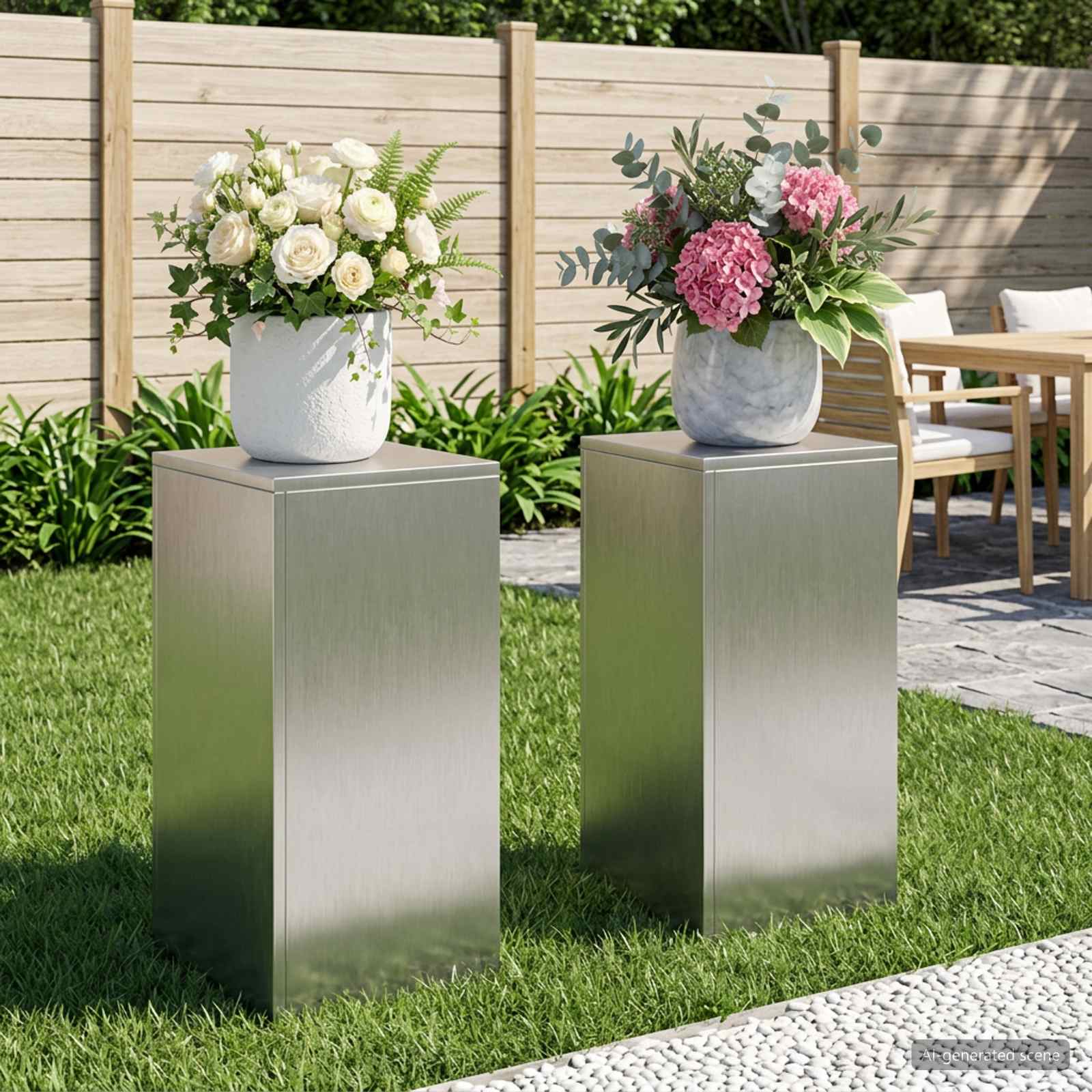 Taimede alus 2 pcs Hõbedane 30 x 30 x 60 cm Teras