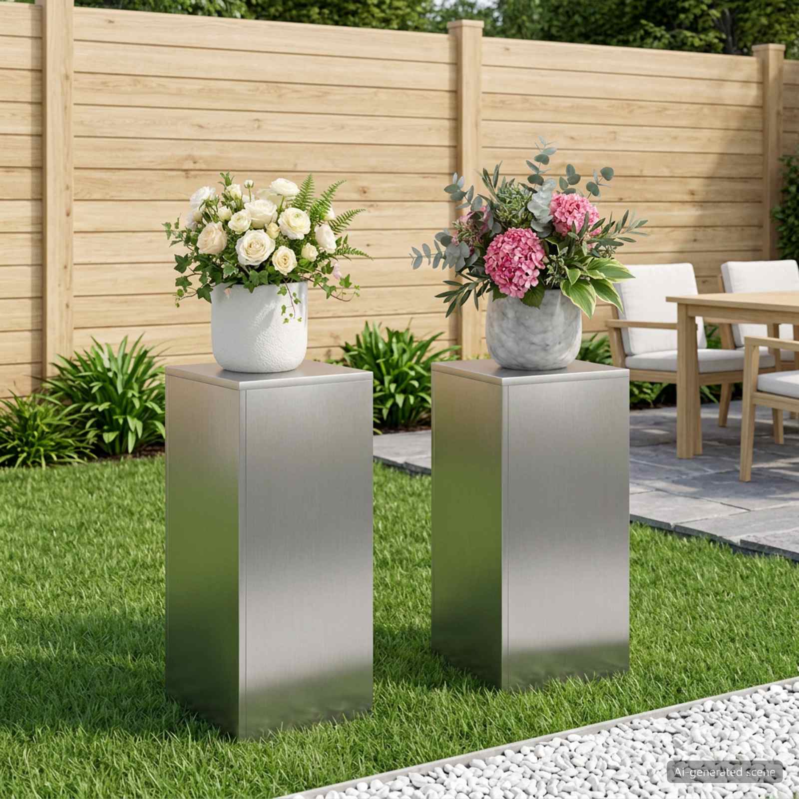 Taimede alus 2 pcs Hõbedane 30 x 30 x 60 cm Roostevaba teras