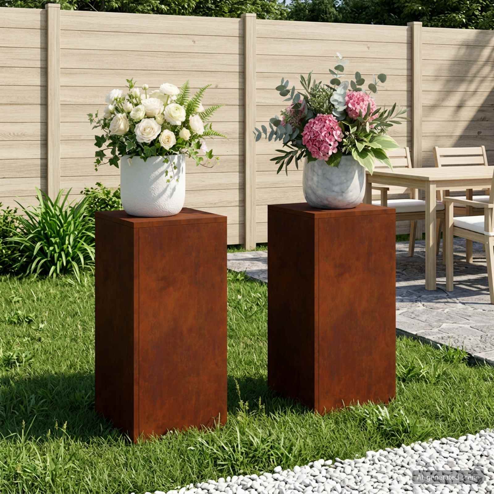 Taimede alus 2 pcs Rooste 30 x 30 x 60 cm Ilmastikukindel teras