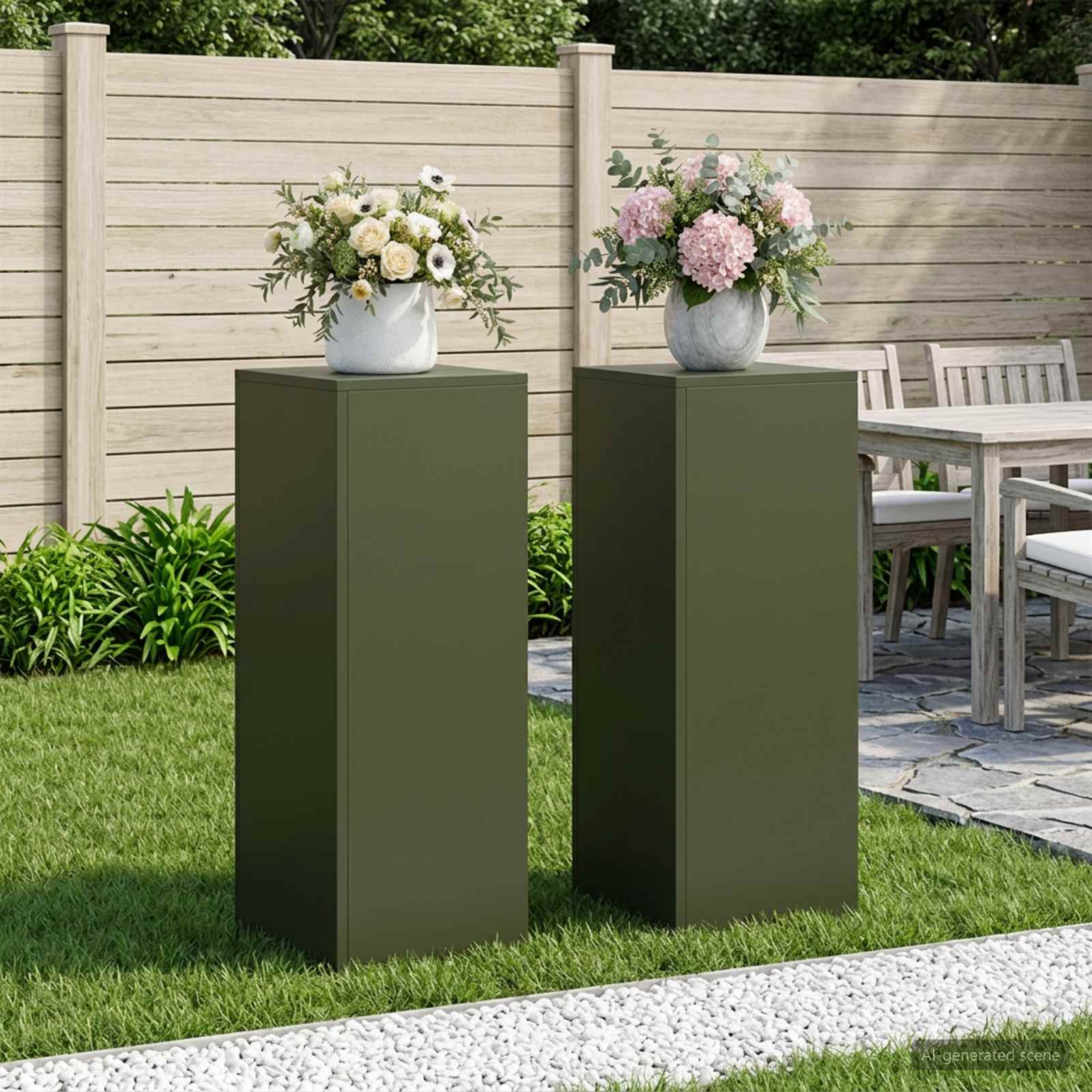Taimede alus 2 pcs Oliiviroheline 30 x 30 x 80 cm Teras