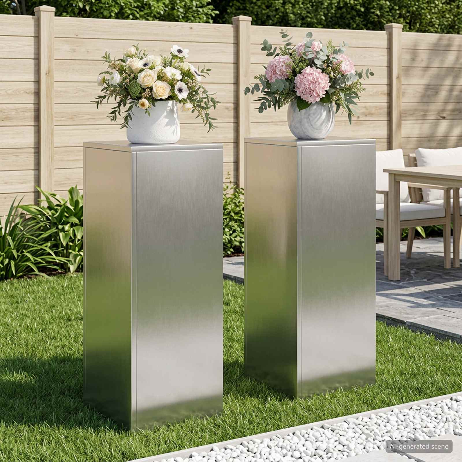 Taimede alus 2 pcs Hõbedane 30 x 30 x 80 cm Teras