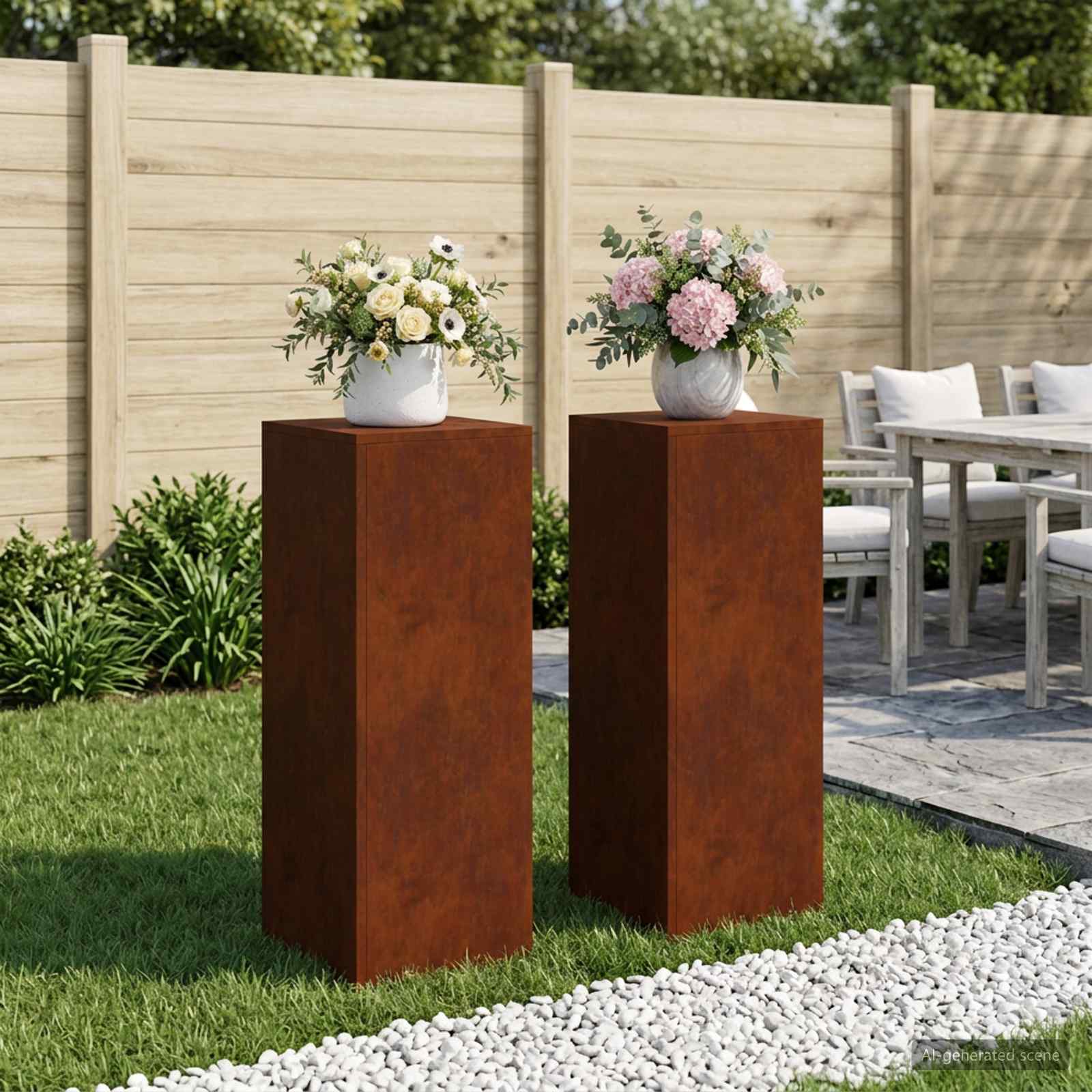 Taimede alus 2 pcs Rooste 30 x 30 x 80 cm Ilmastikukindel teras