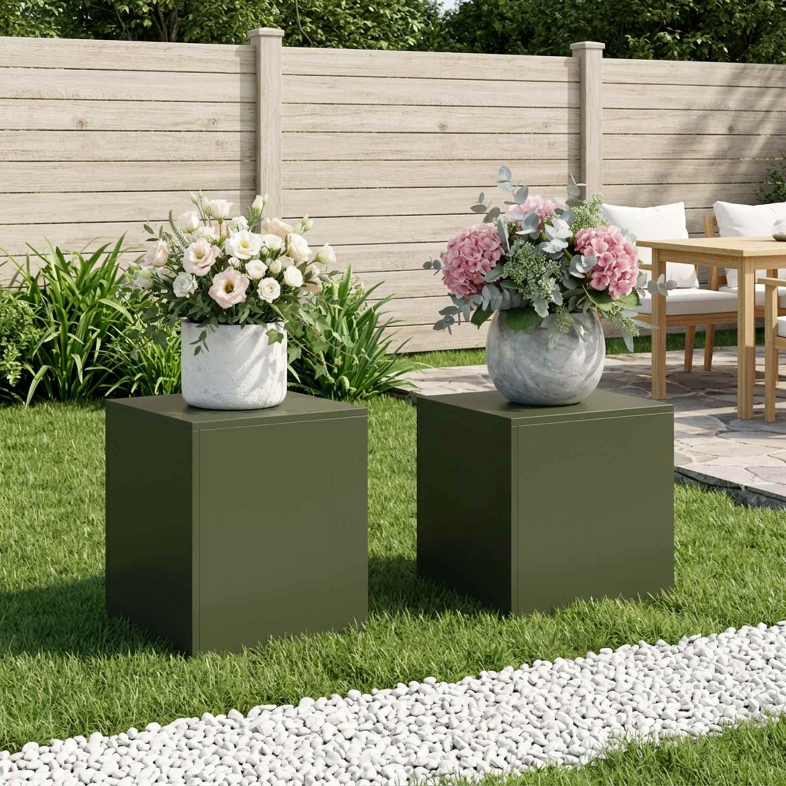 Taimede alus 2 pcs Oliiviroheline 40 x 40 x 40 cm Teras