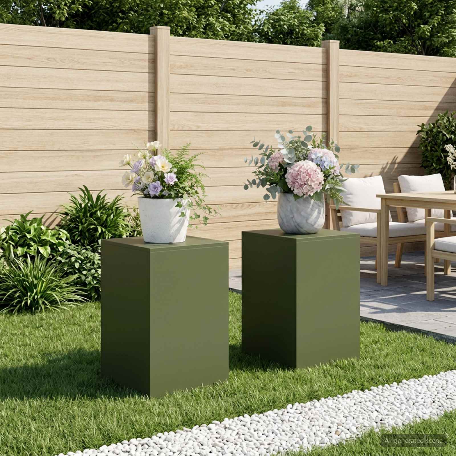 Taimede alus 2 pcs Oliiviroheline 40 x 40 x 60 cm Teras